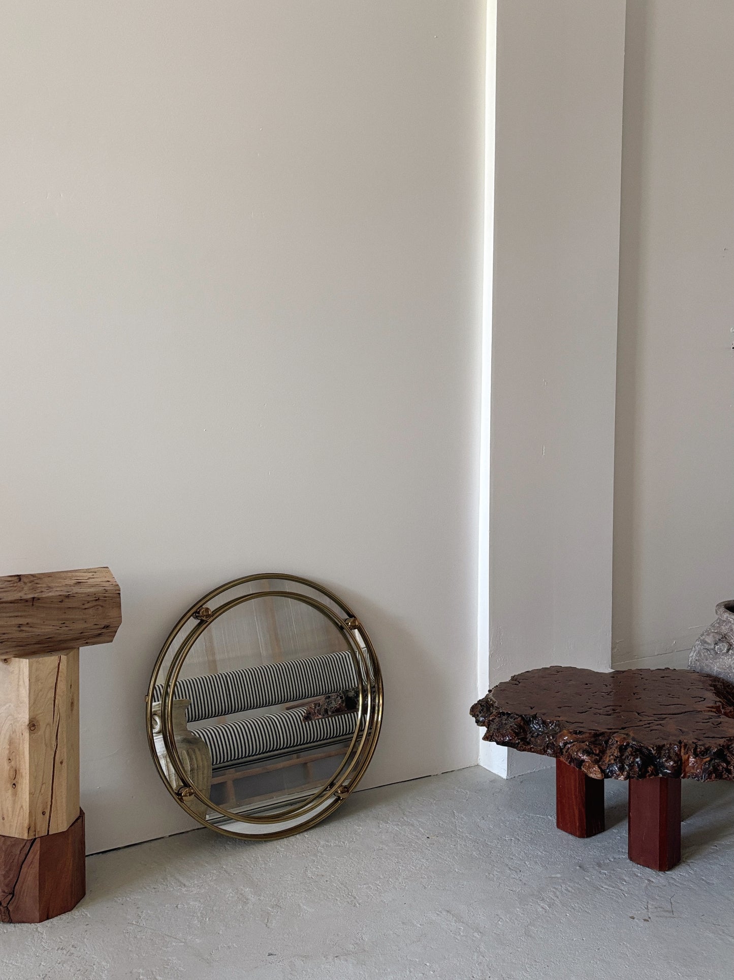 1970s Round Brass Mirror