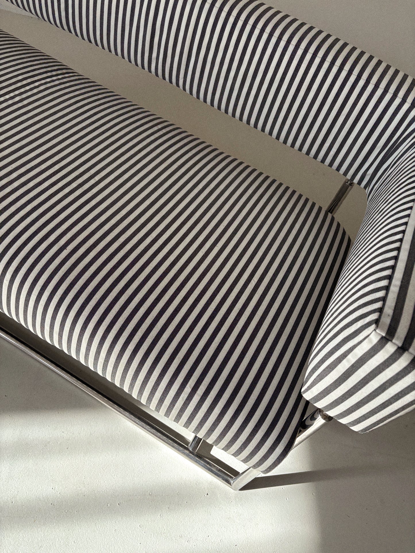 Vintage Chrome + Stripe Sofa