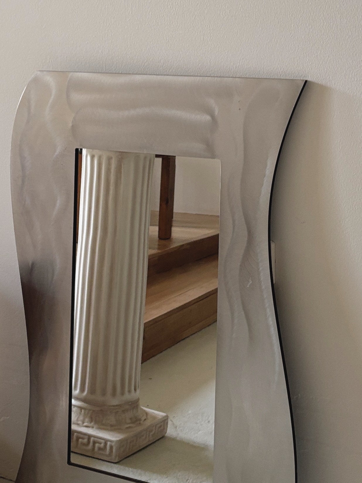 Brushed Aluminium Wavy Mirror