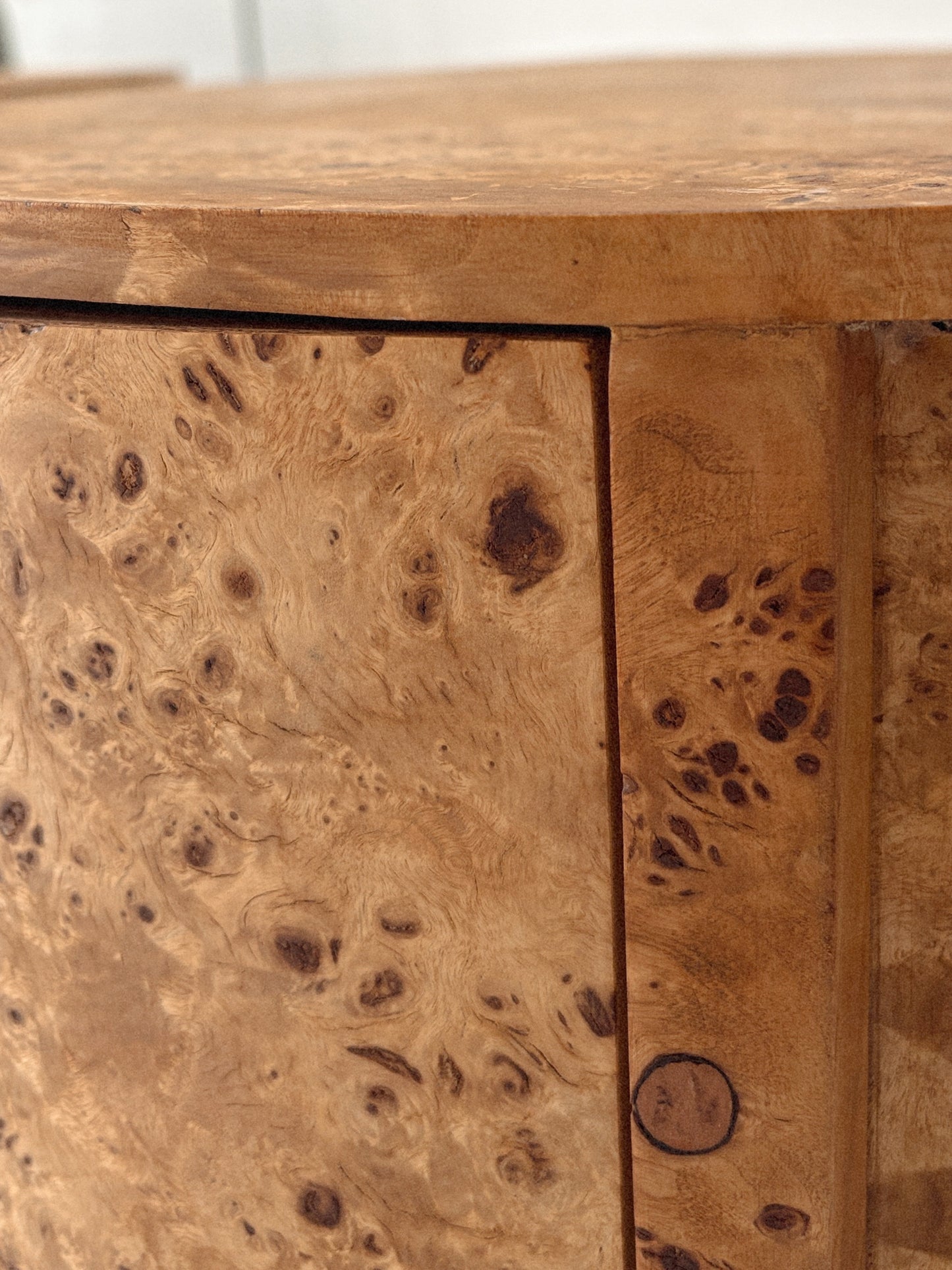 Round Vintage Burl Bedside Tables