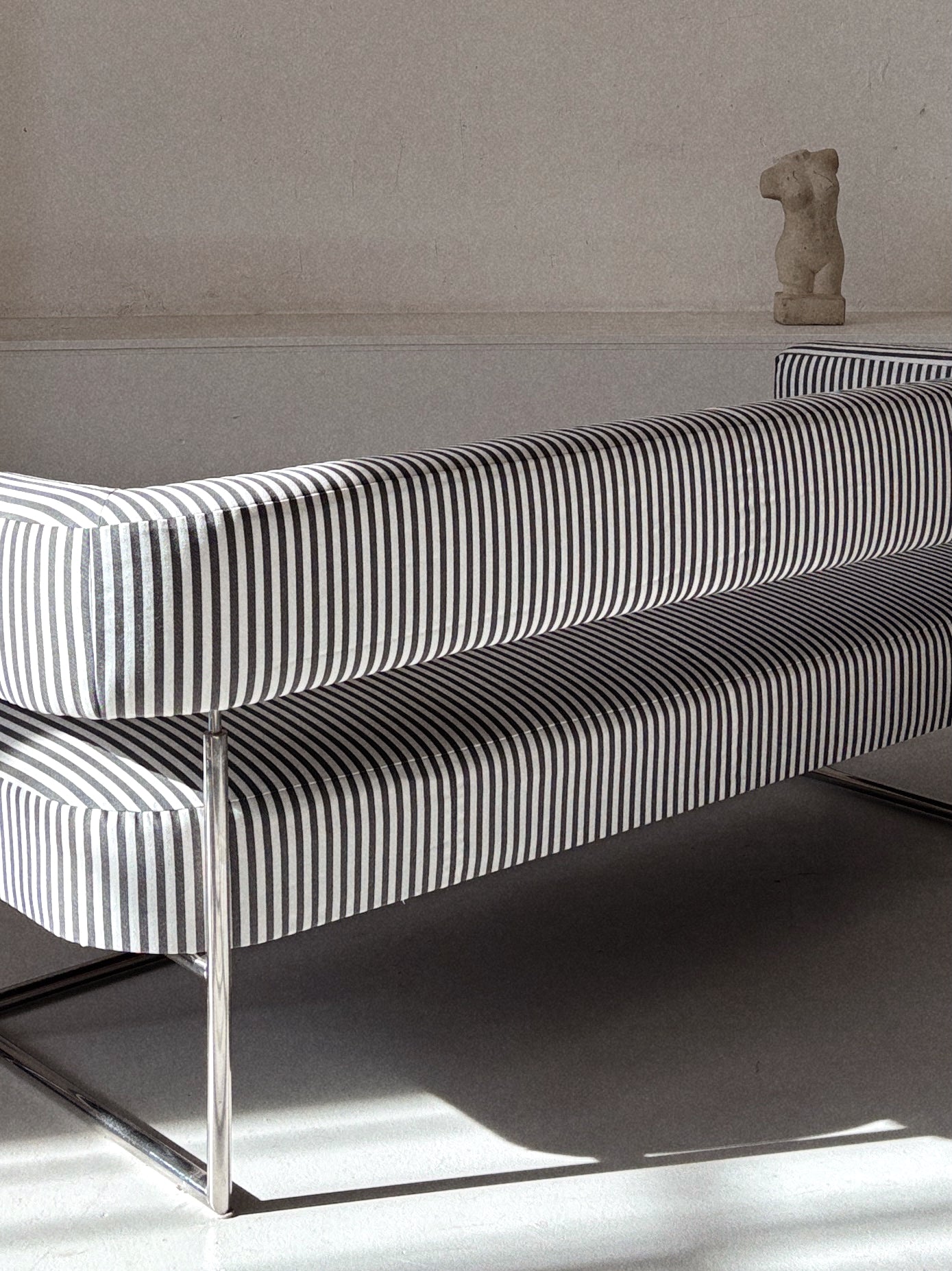 Vintage Chrome + Stripe Sofa