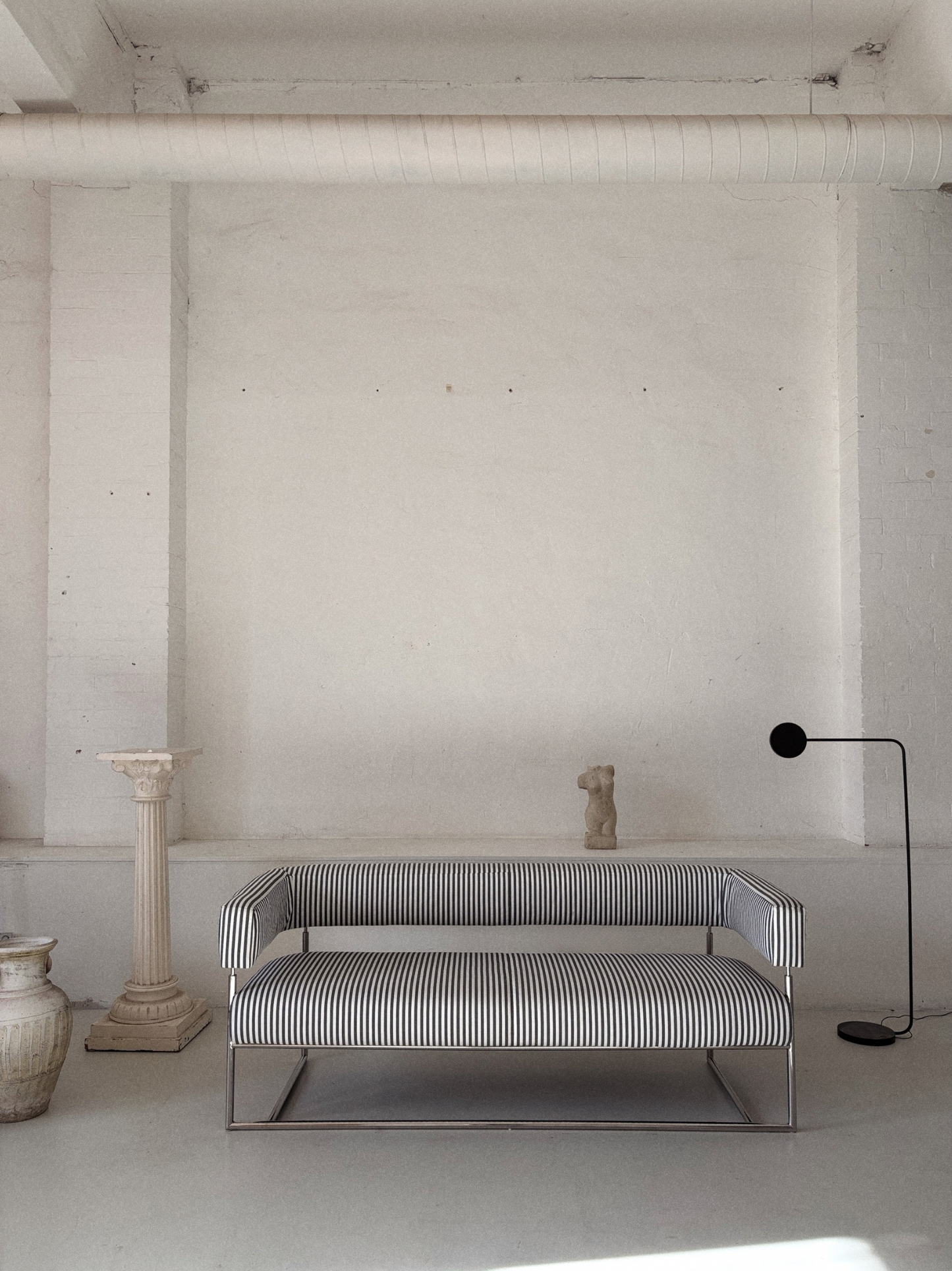 Vintage Chrome + Stripe Sofa