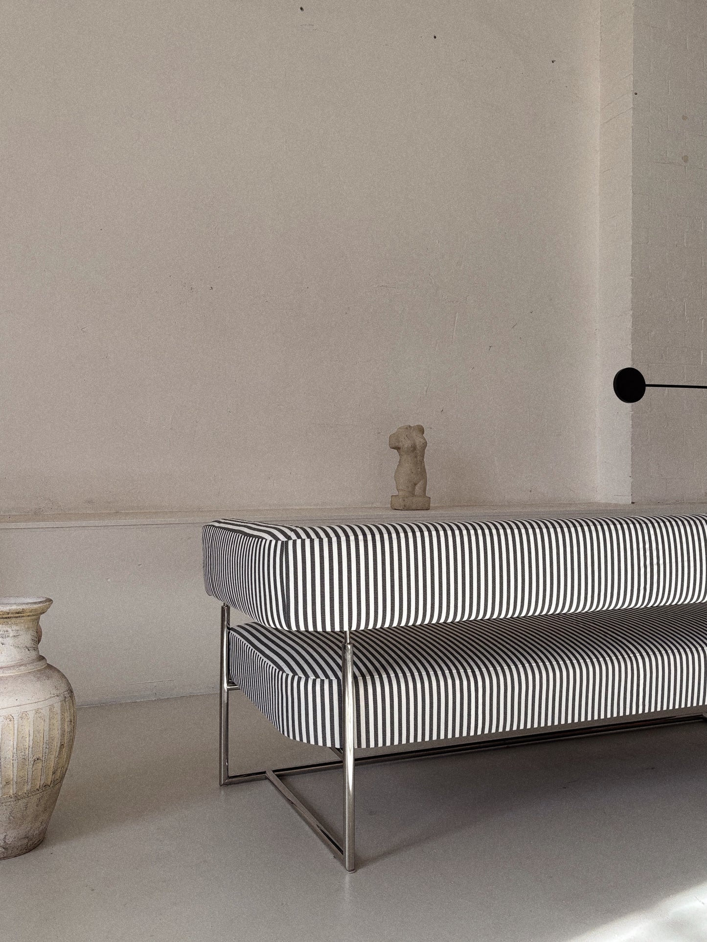 Vintage Chrome + Stripe Sofa