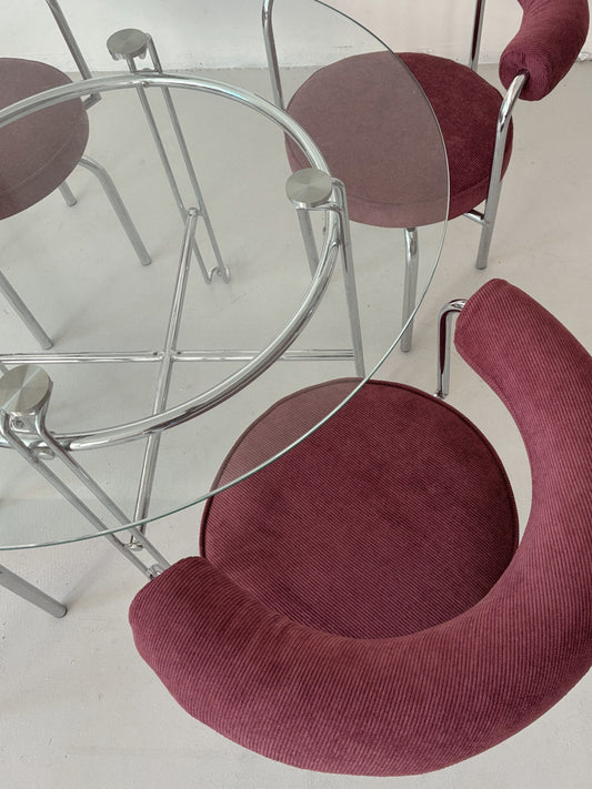 Set 4 Vintage Circular Chrome Chairs