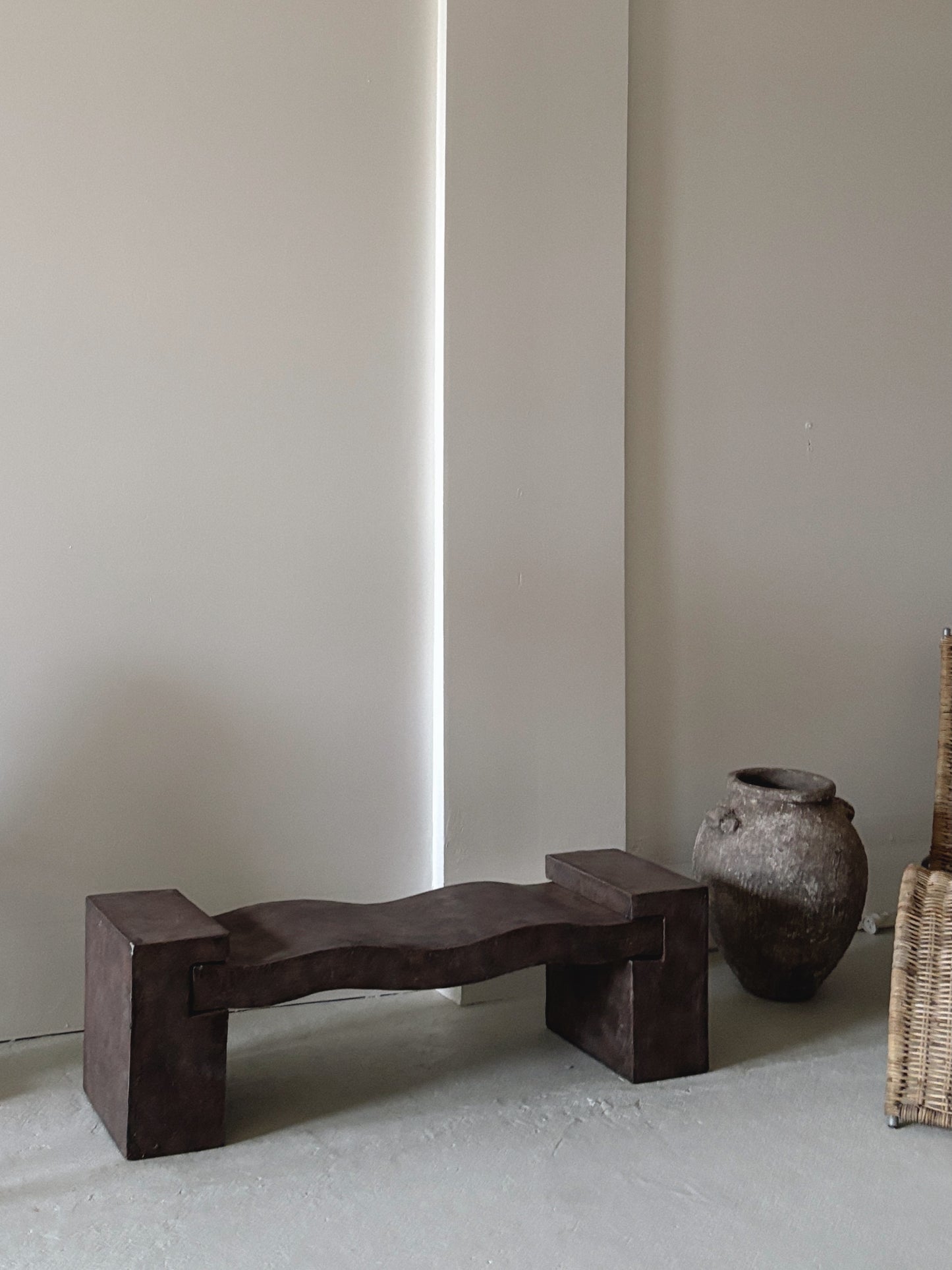 Sculptural Textured Wavy Bench