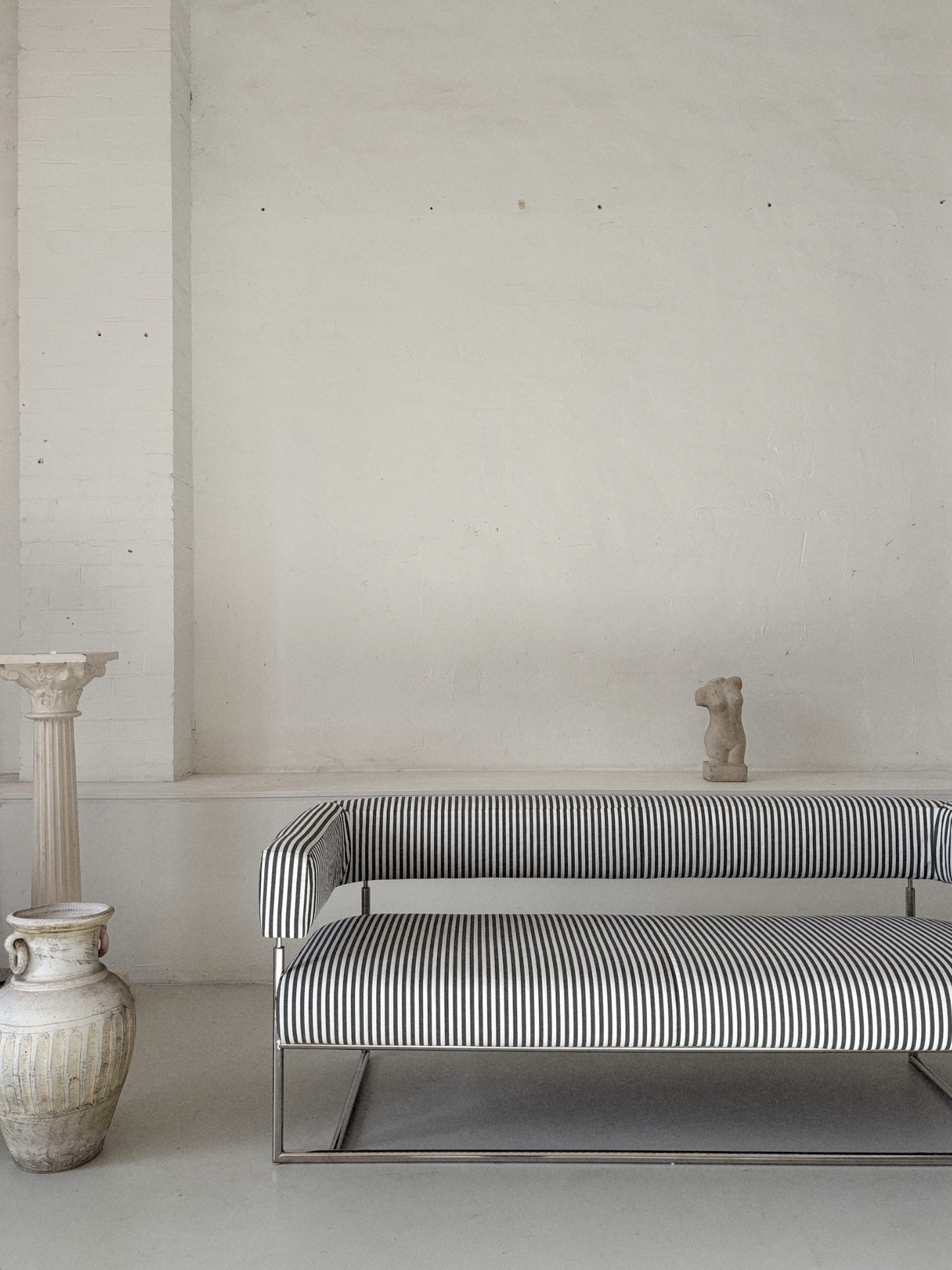 Vintage Chrome + Stripe Sofa