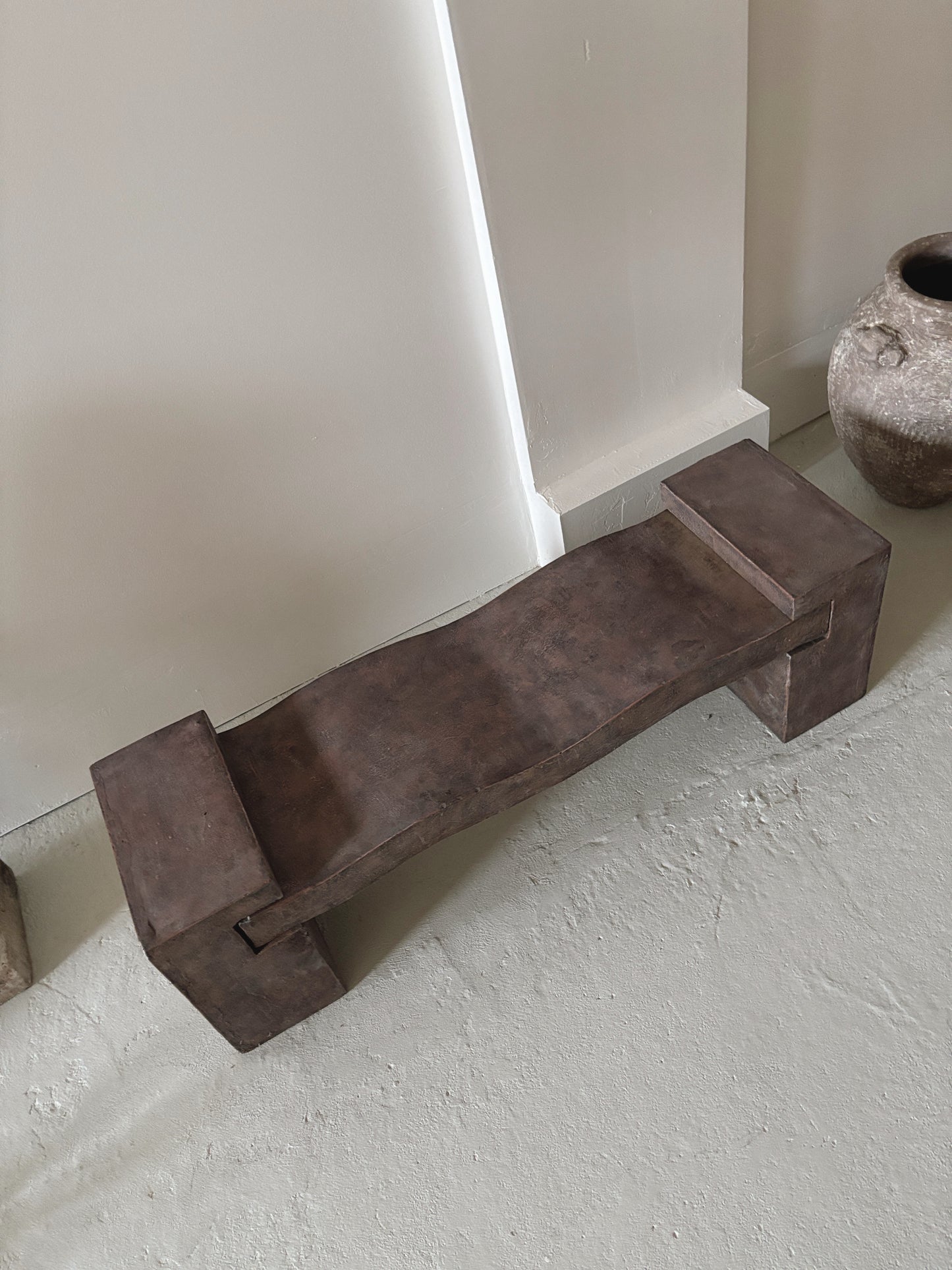 Sculptural Textured Wavy Bench