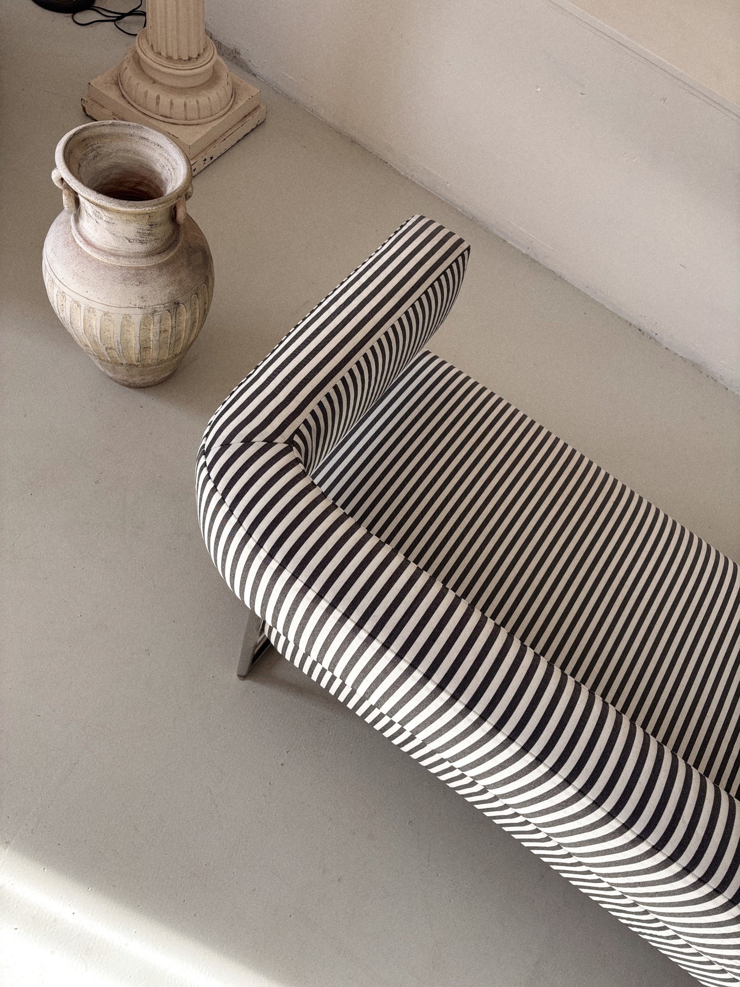 Vintage Chrome + Stripe Sofa