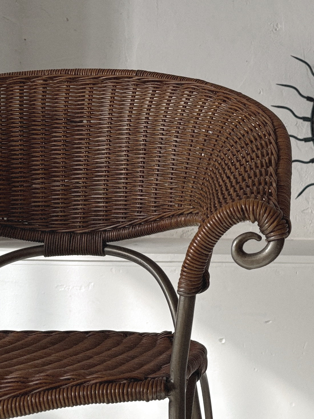 Set of 2 Rattan + Iron Stools