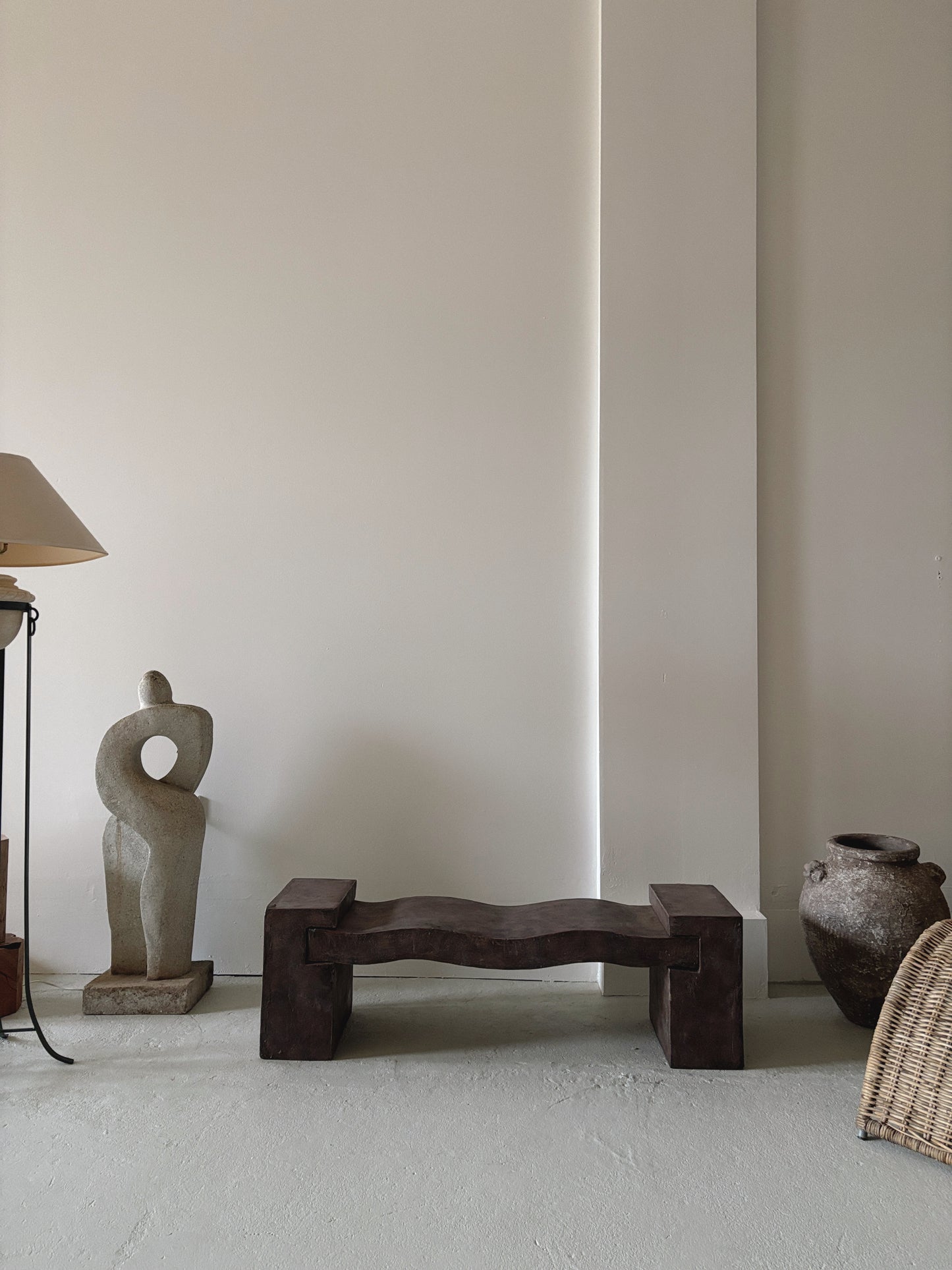 Sculptural Textured Wavy Bench