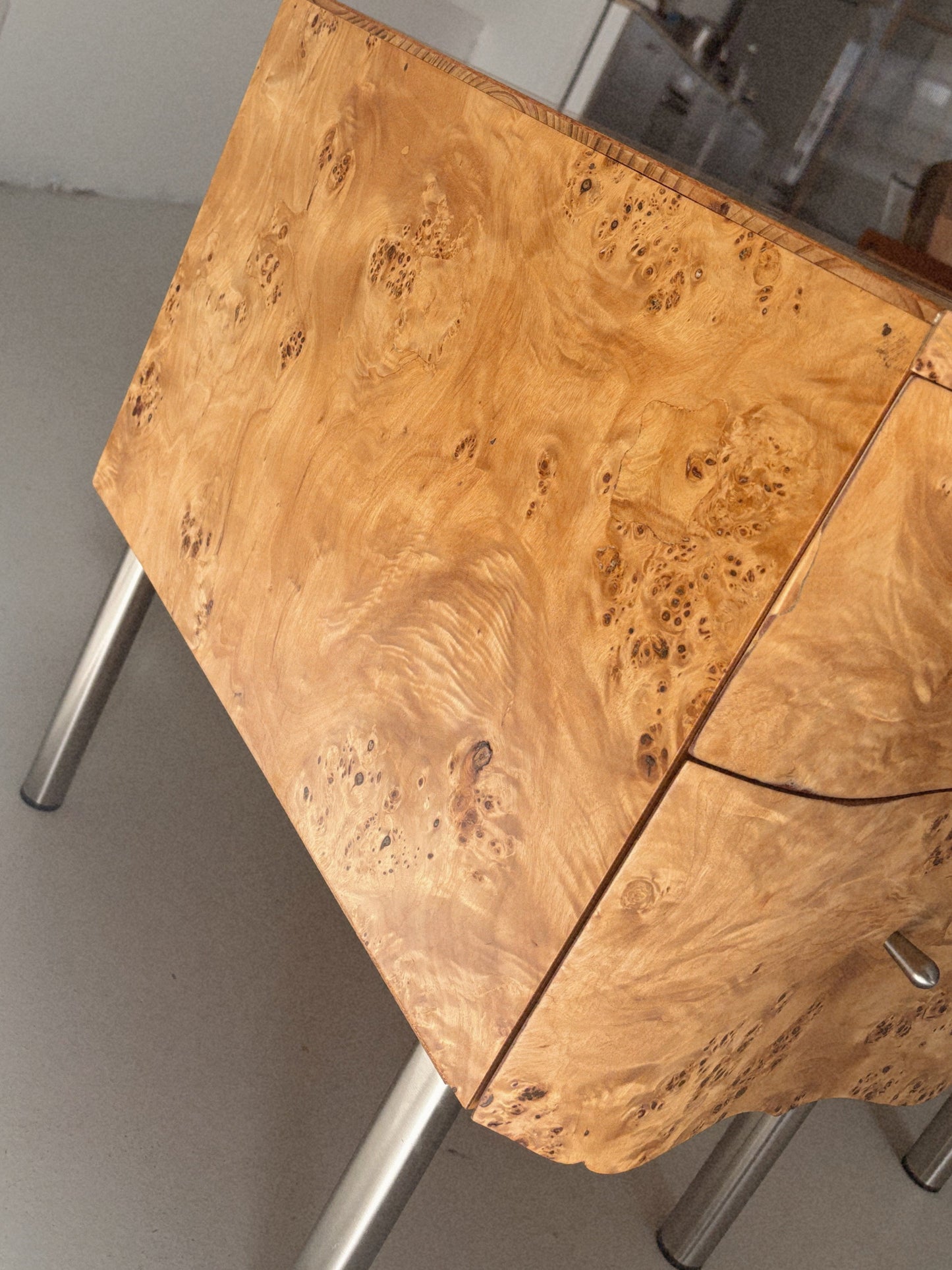 Curvy Burl Bedside Tables