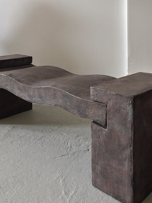 Sculptural Textured Wavy Bench