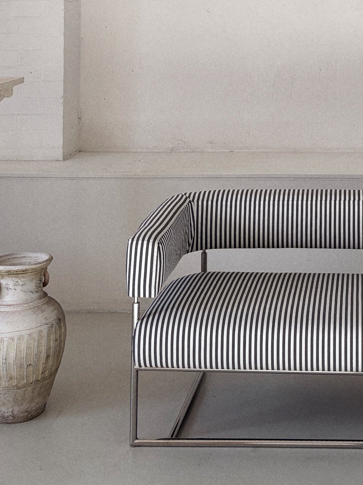 Vintage Chrome + Stripe Sofa