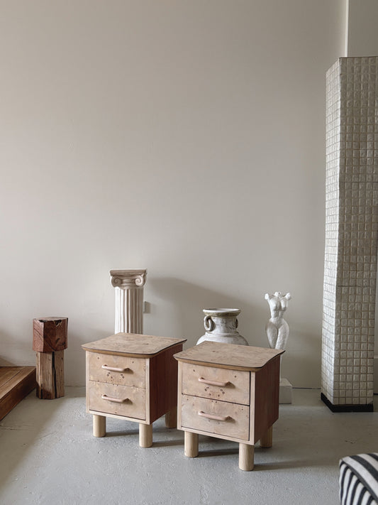 Petite Burl Bedside Tables