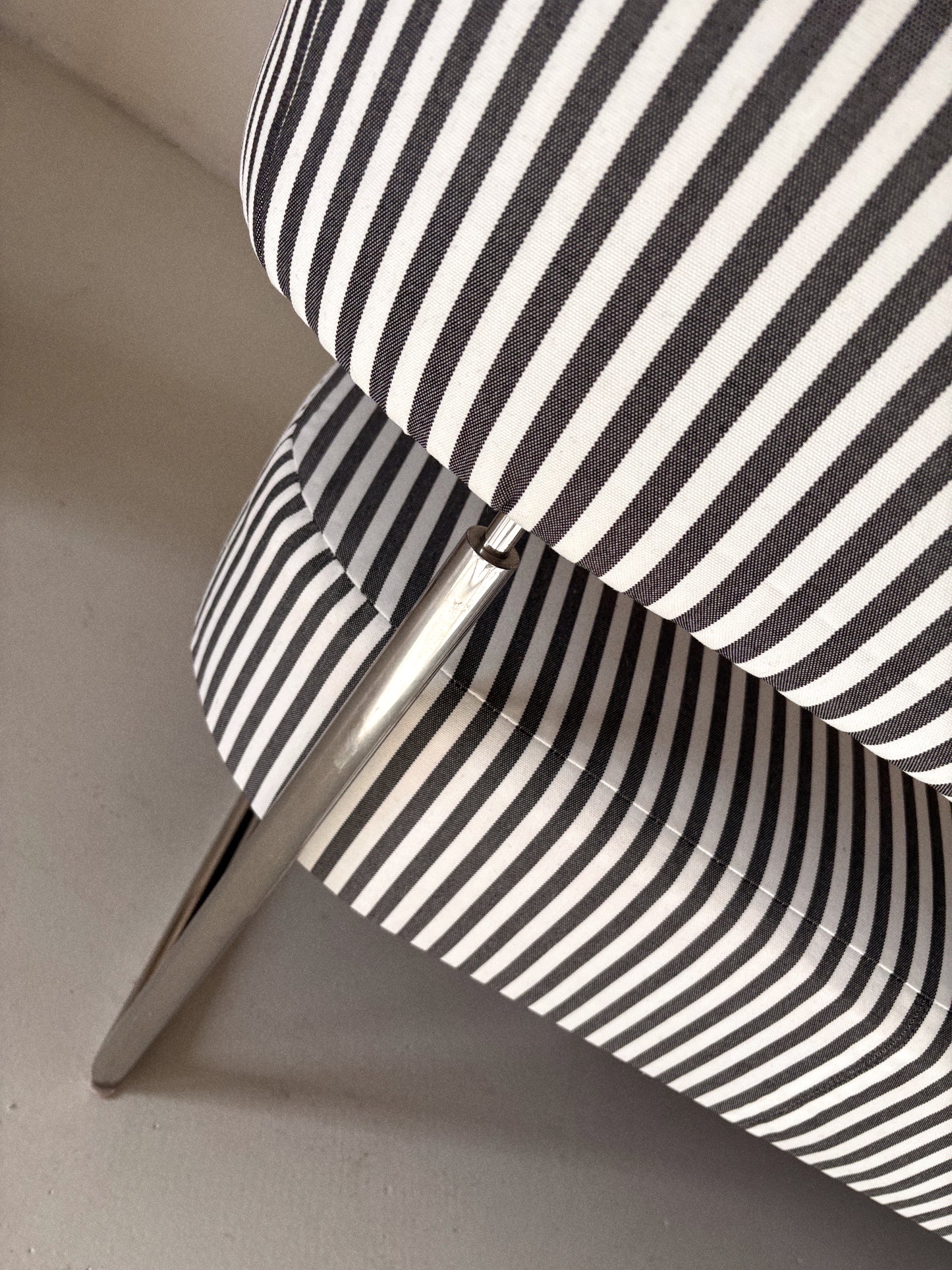 Vintage Chrome + Stripe Sofa