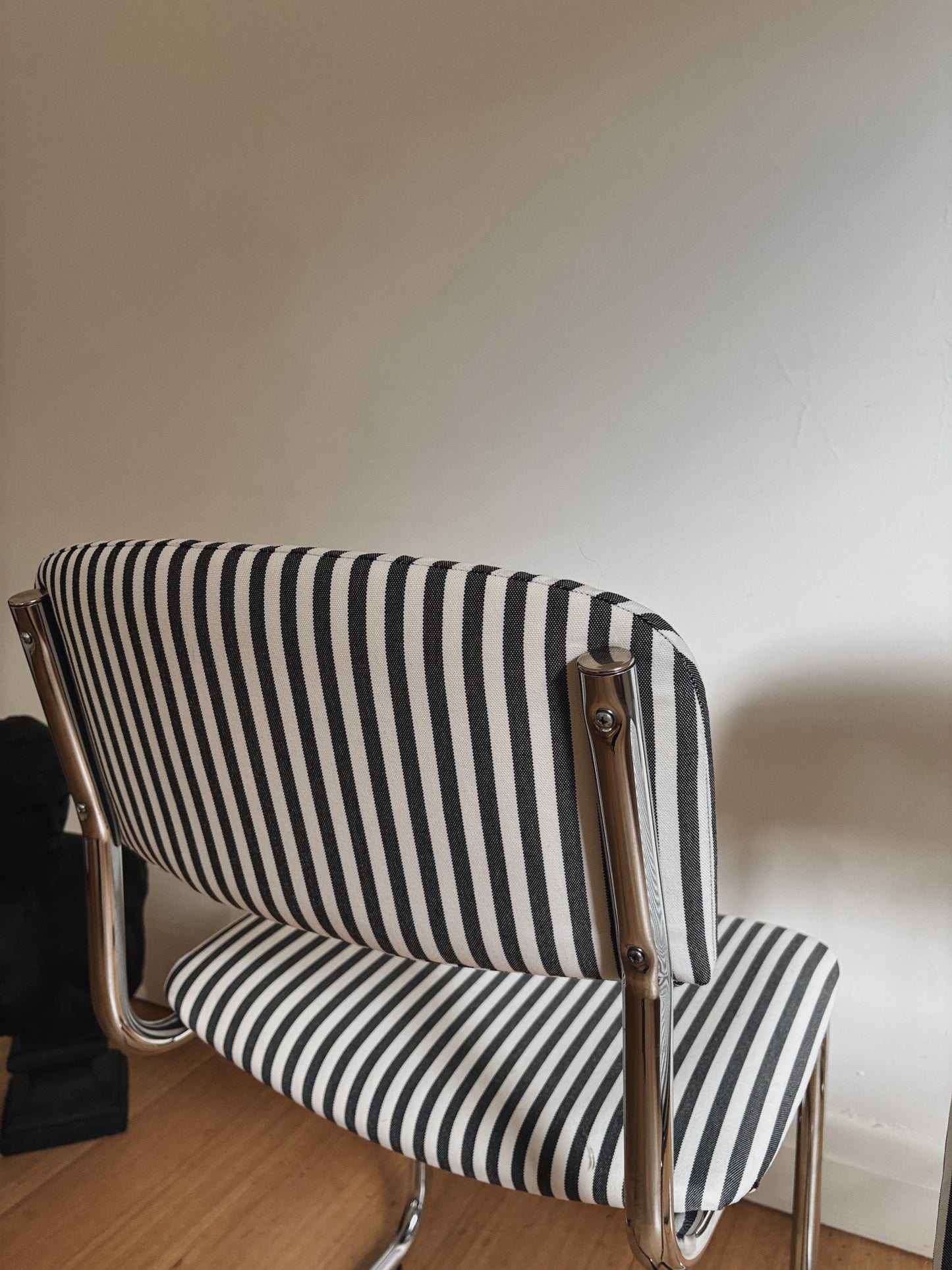 Set 4 Chrome + Stripe Cantilever Chairs