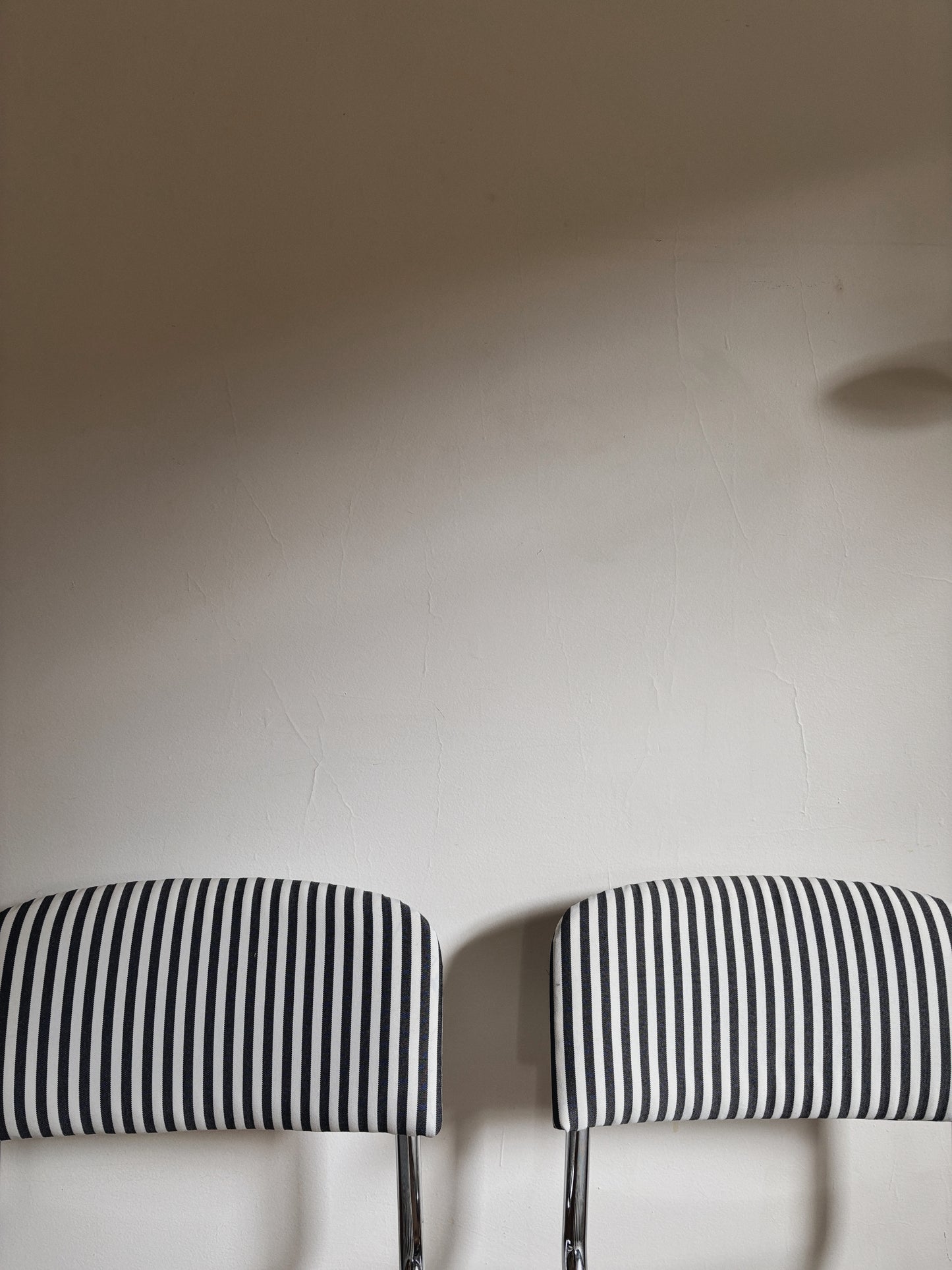 Set 4 Chrome + Stripe Cantilever Chairs