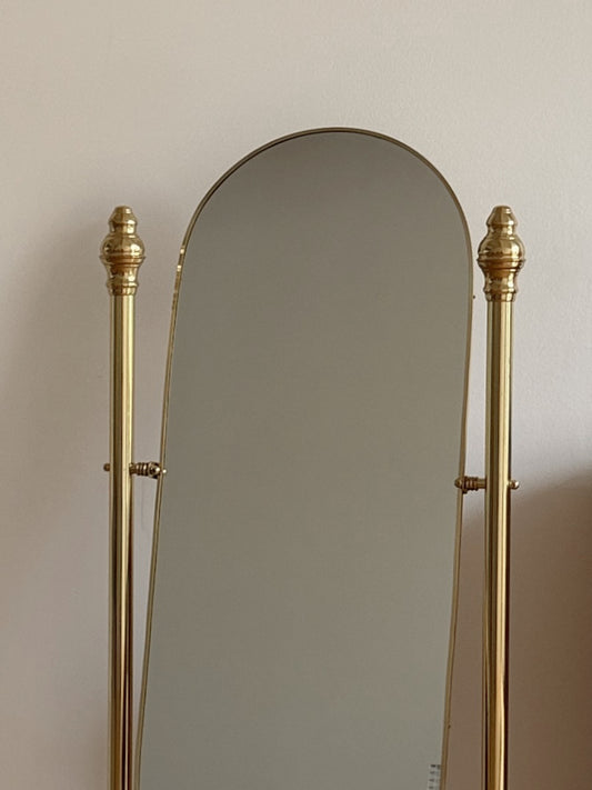 Vintage Brass Standing Mirror