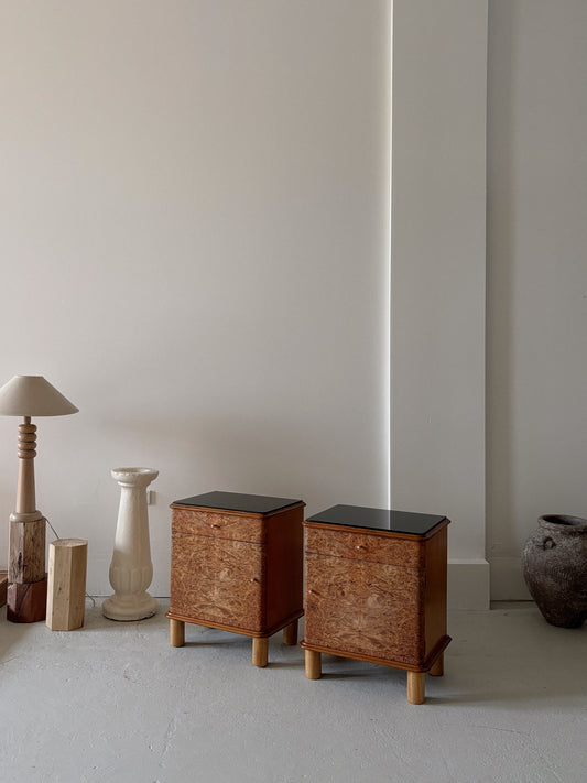 Walnut Burl Bedside Tables