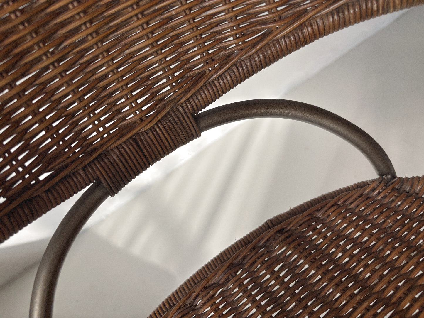 Set of 2 Rattan + Iron Stools