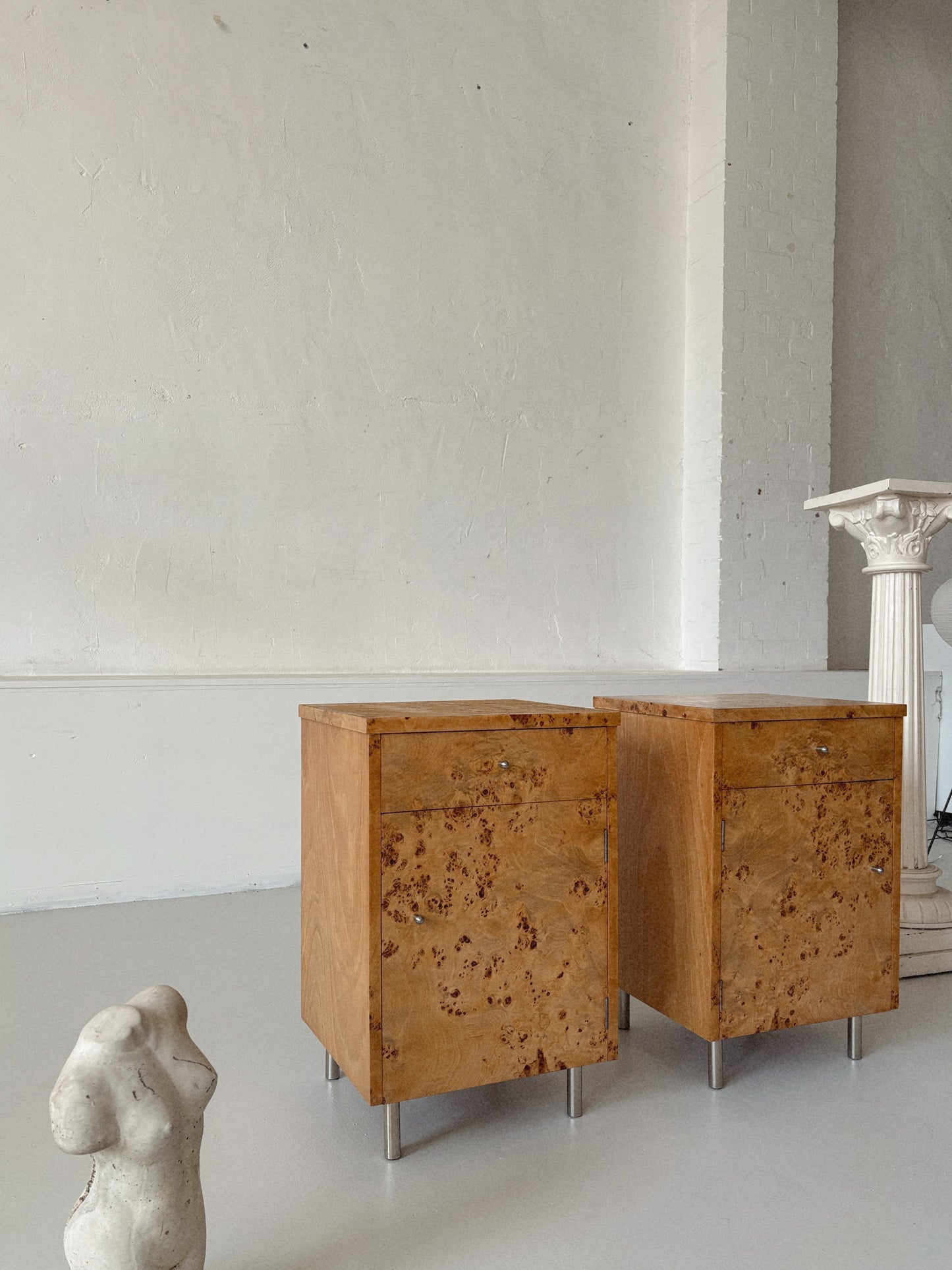 Rectangular Burl Bedside Tables