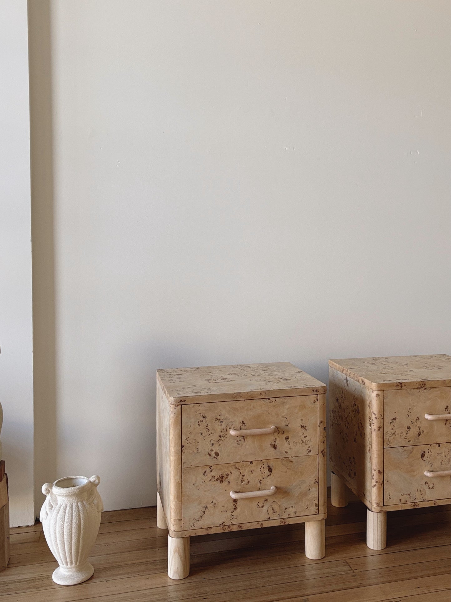 Light Burl bedside tables