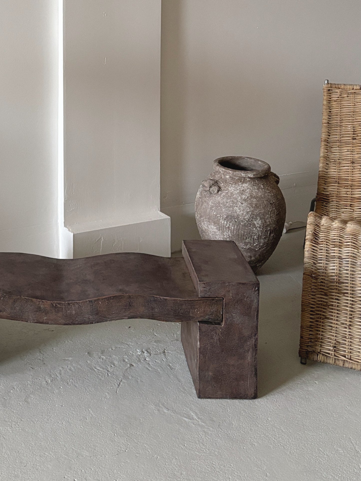 Sculptural Textured Wavy Bench