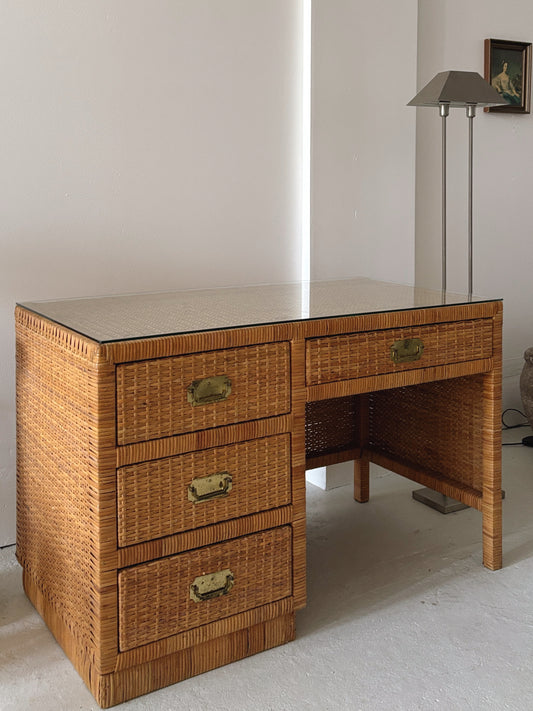 1970s Rattan Desk