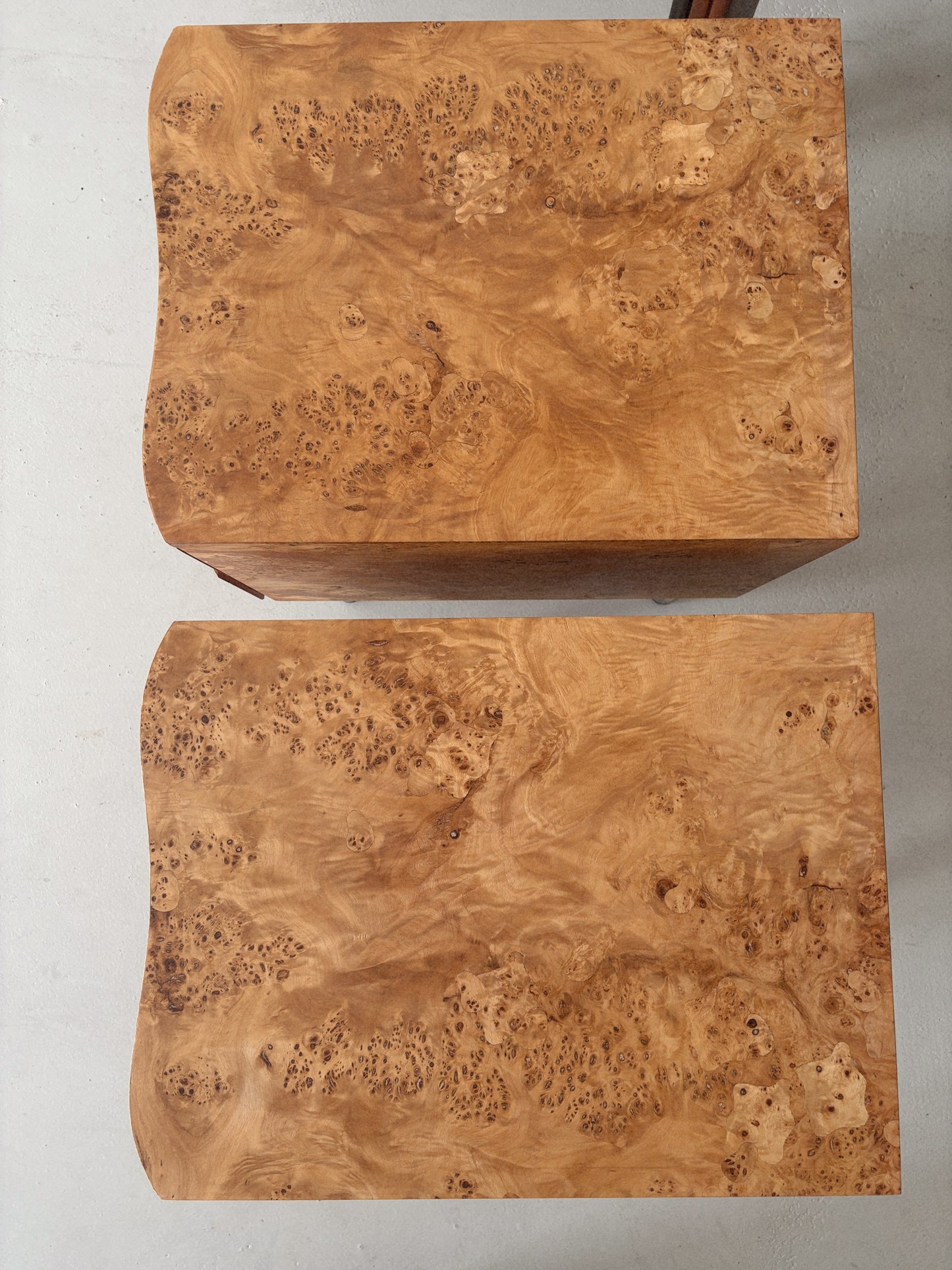 Curvy Burl Bedside Tables