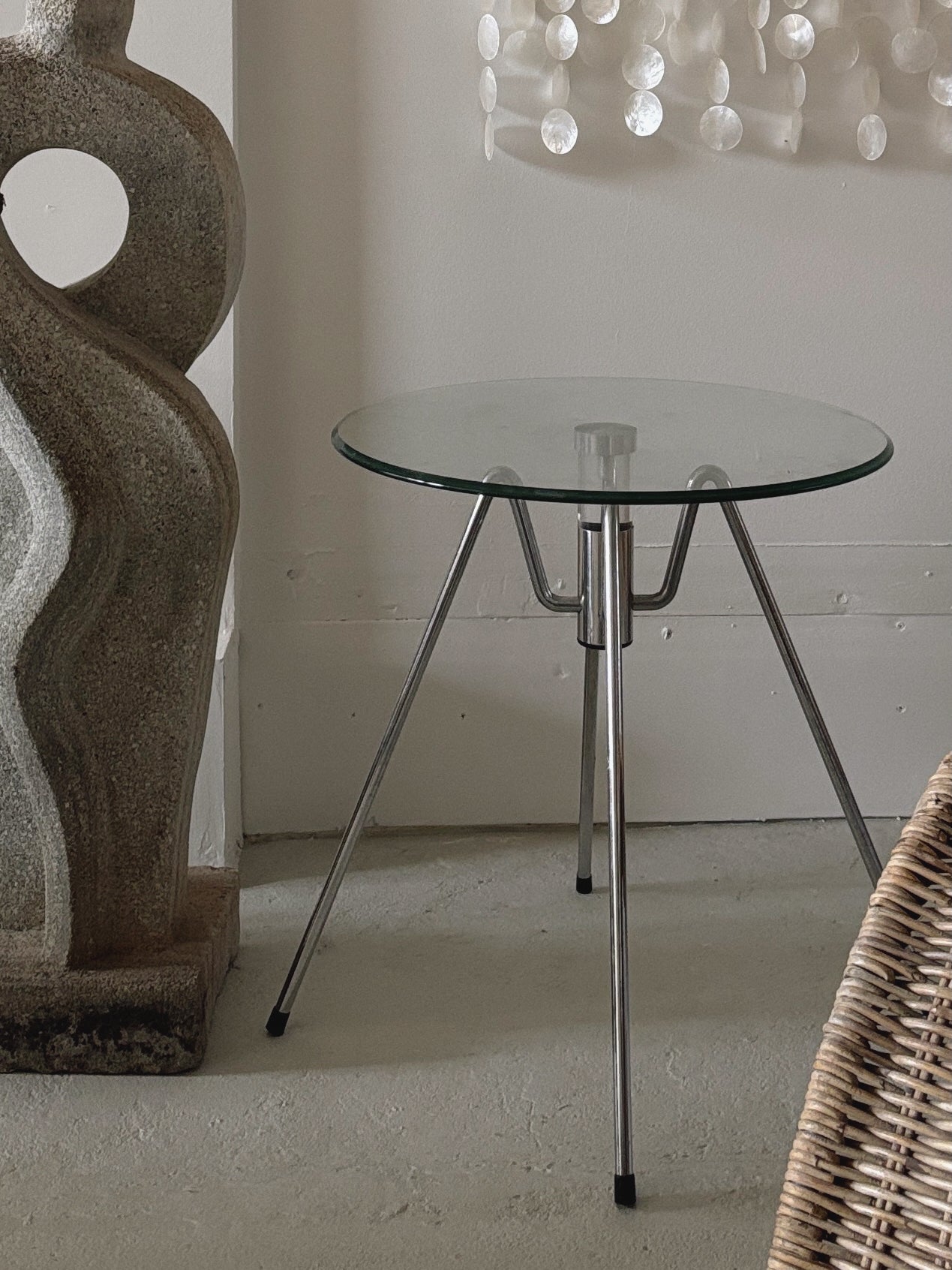 Glass + Chrome Side Table