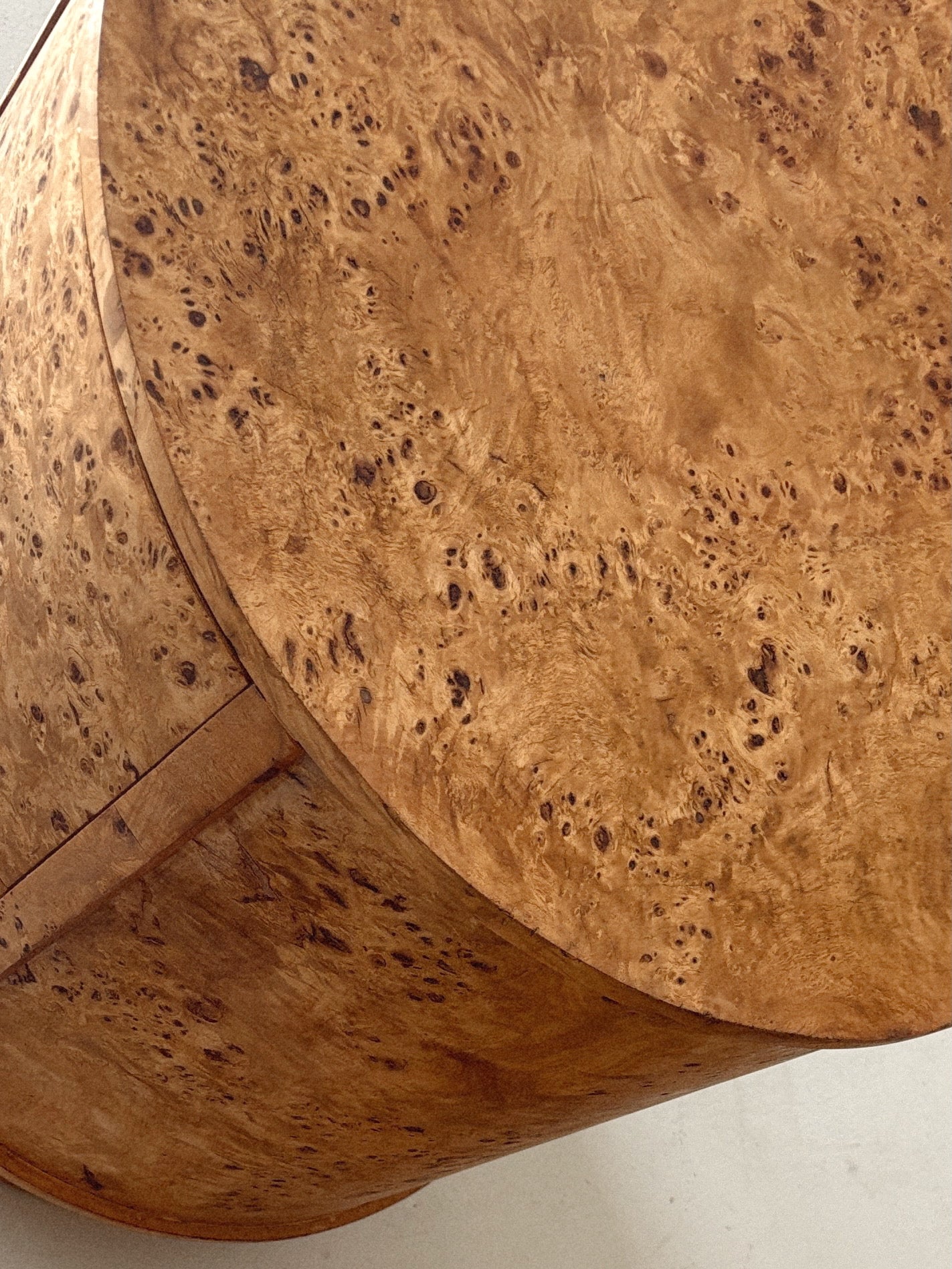 Round Vintage Burl Bedside Tables