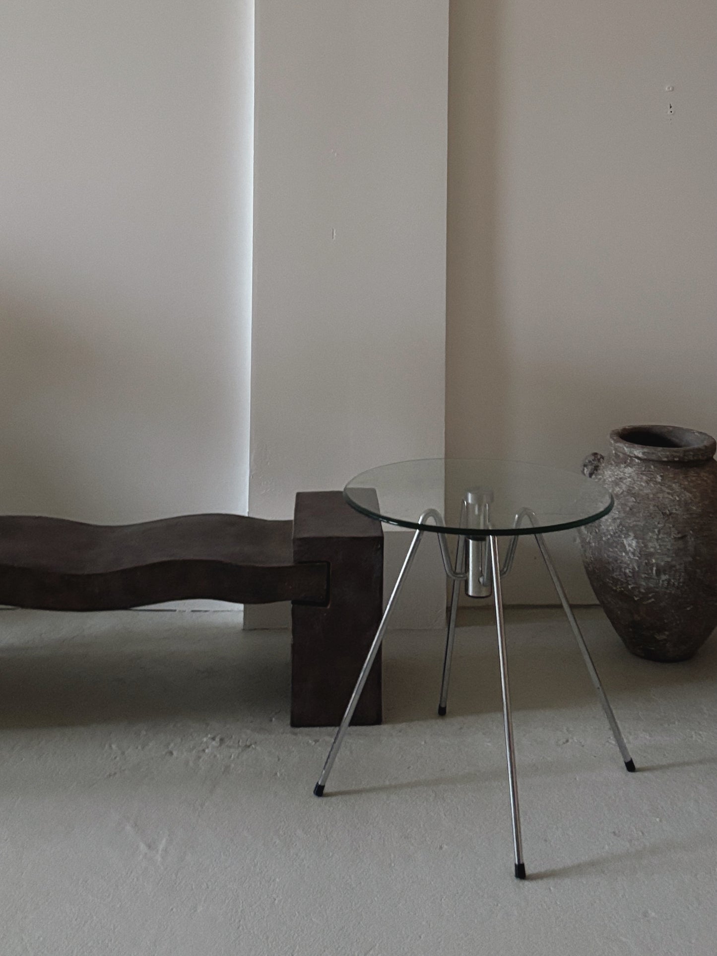 Glass + Chrome Side Table