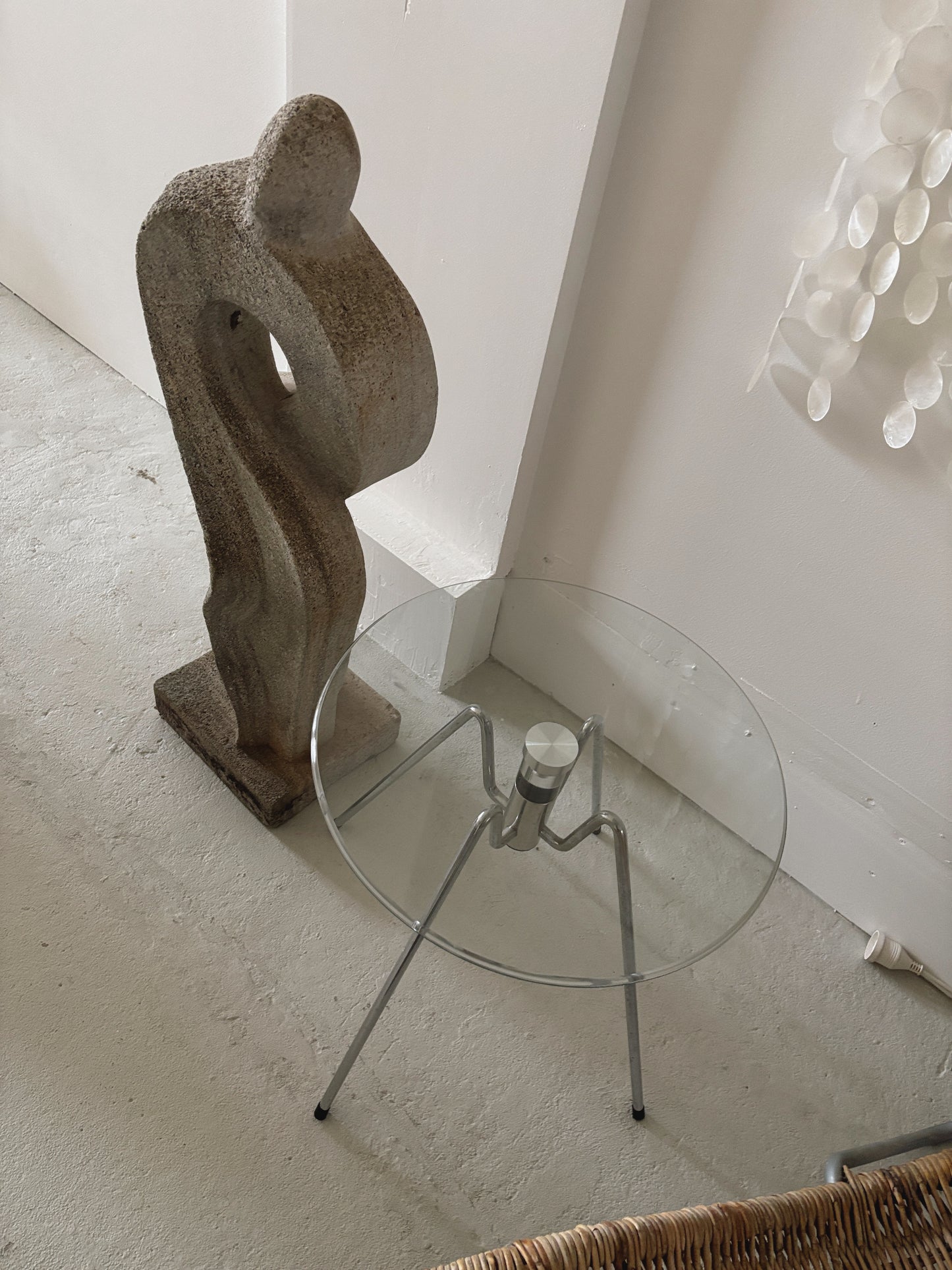 Glass + Chrome Side Table