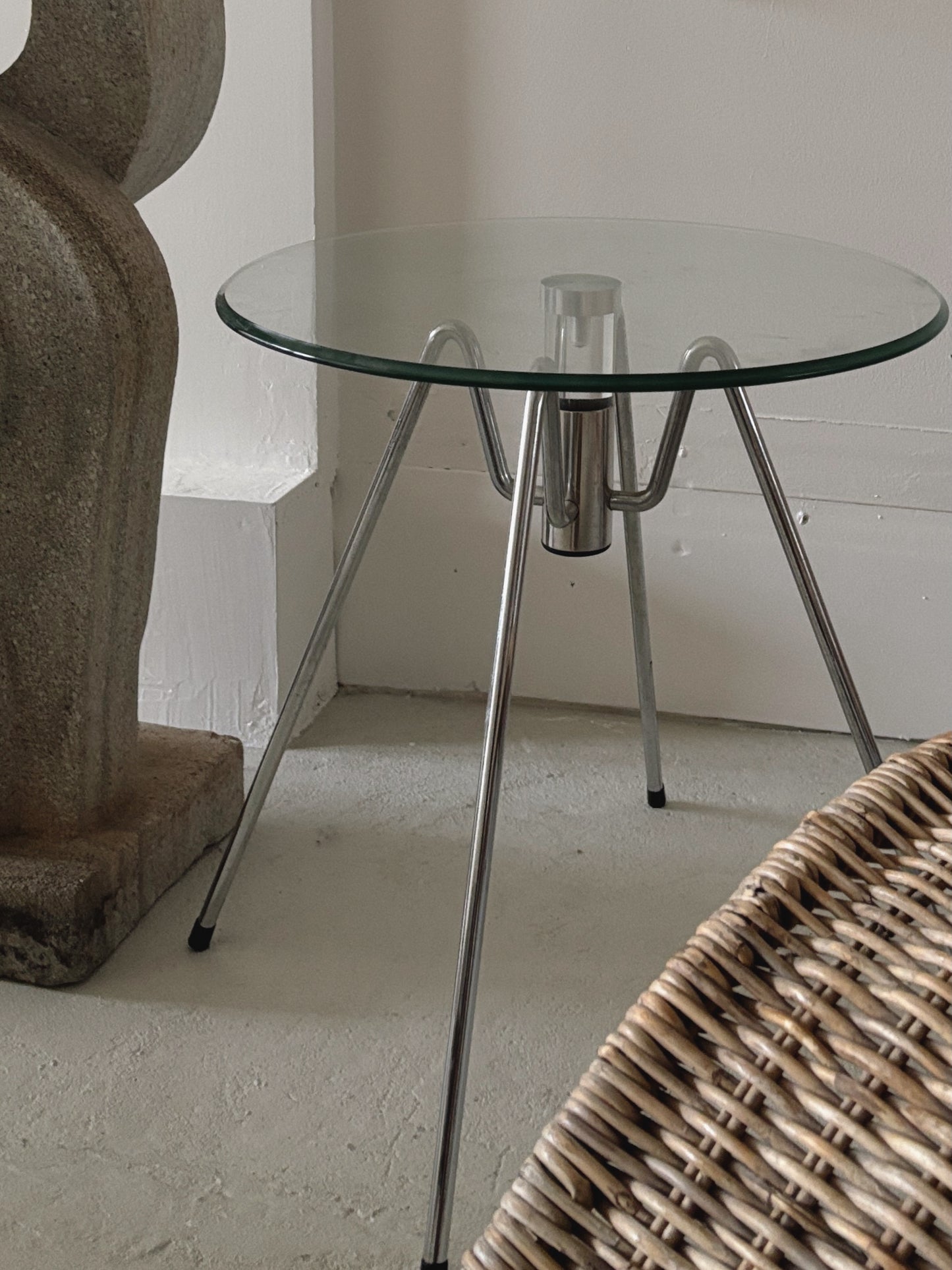 Glass + Chrome Side Table