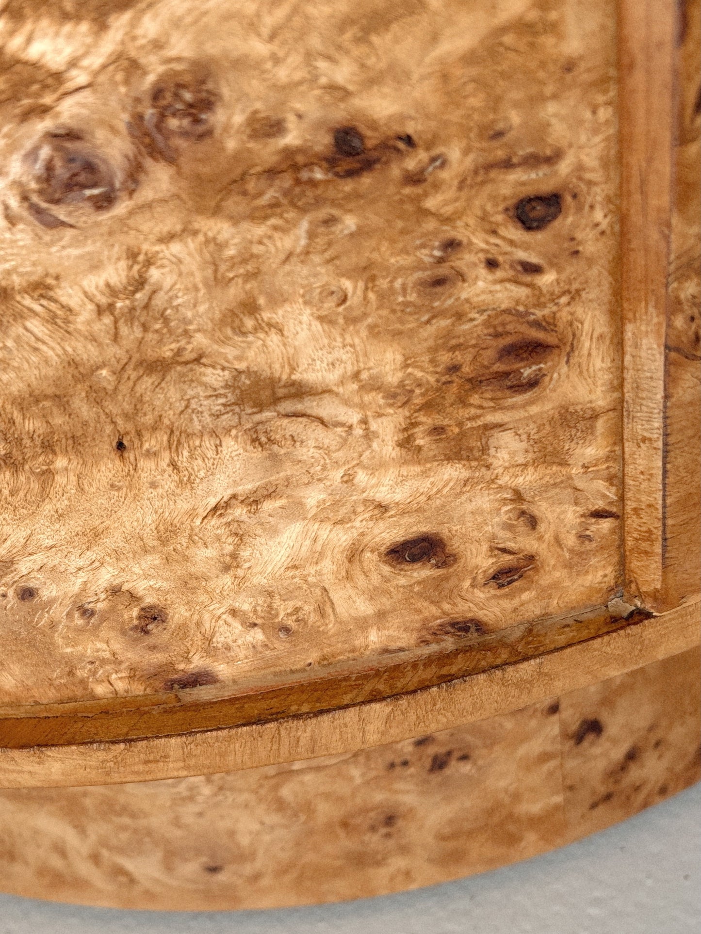 Round Vintage Burl Bedside Tables