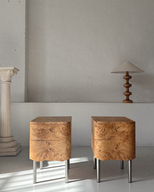 Curvy Burl Bedside Tables