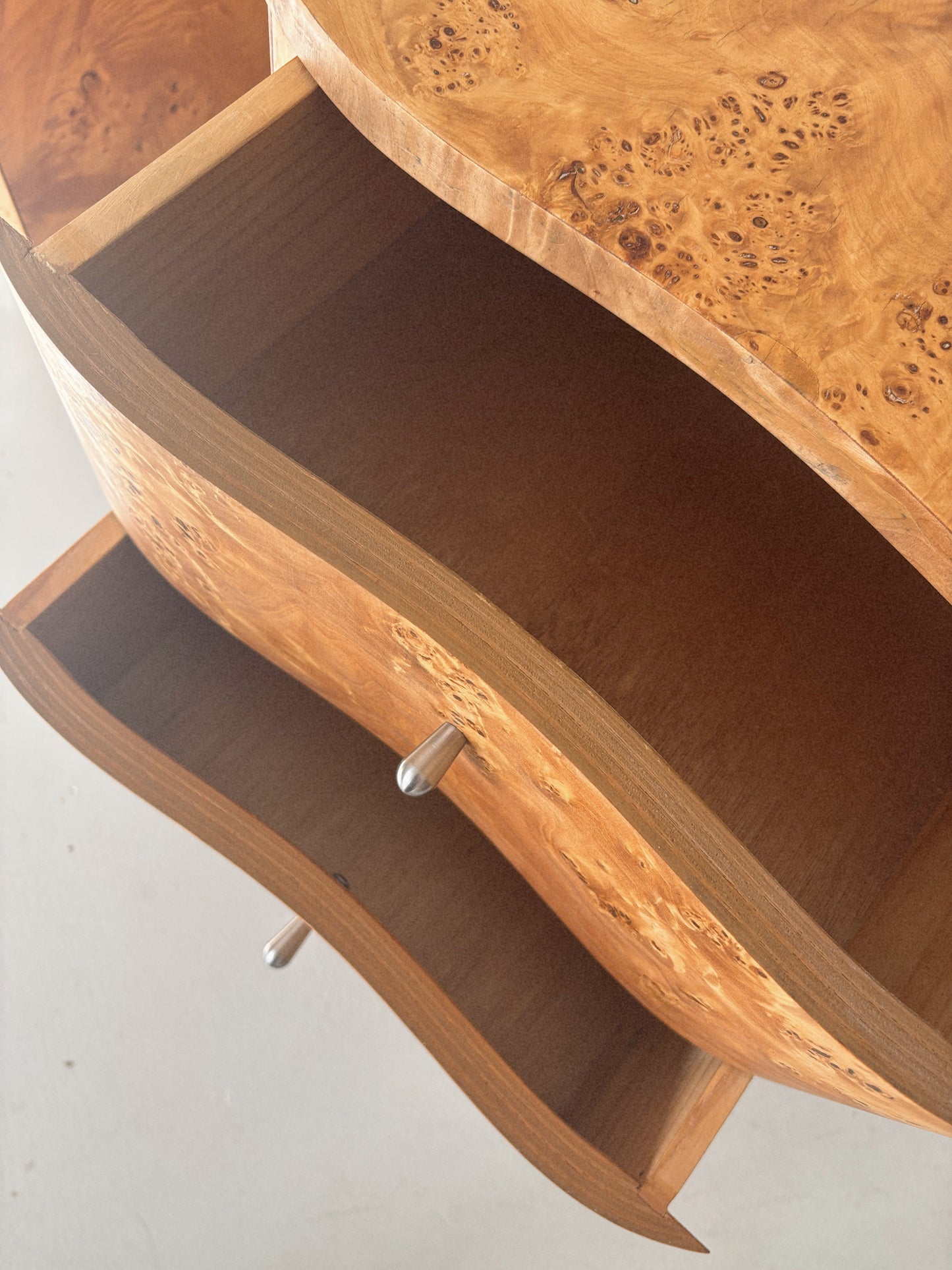 Curvy Burl Bedside Tables