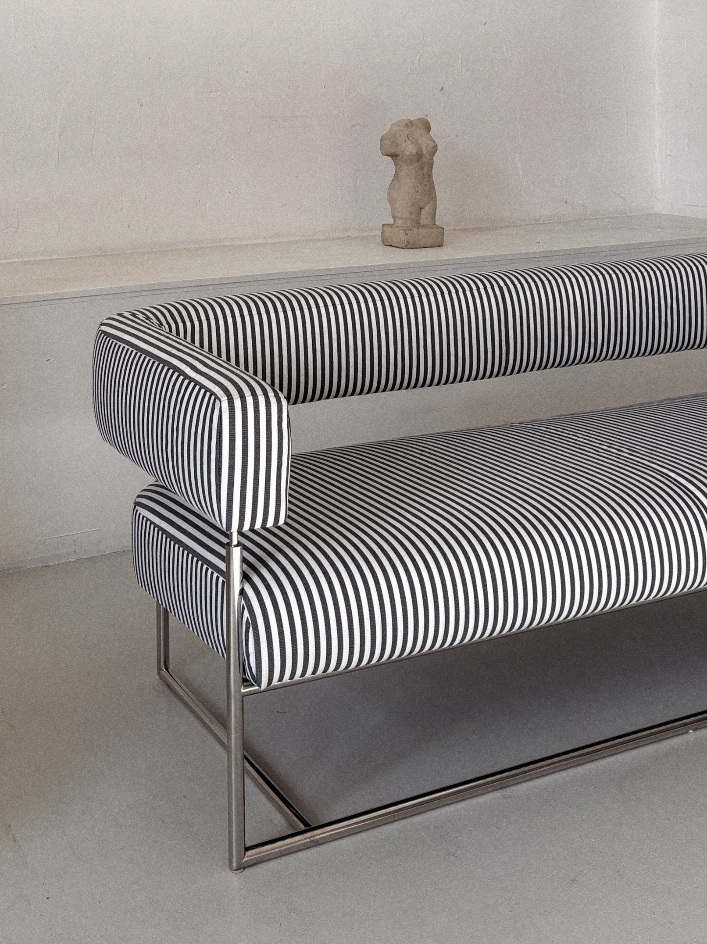 Vintage Chrome + Stripe Sofa