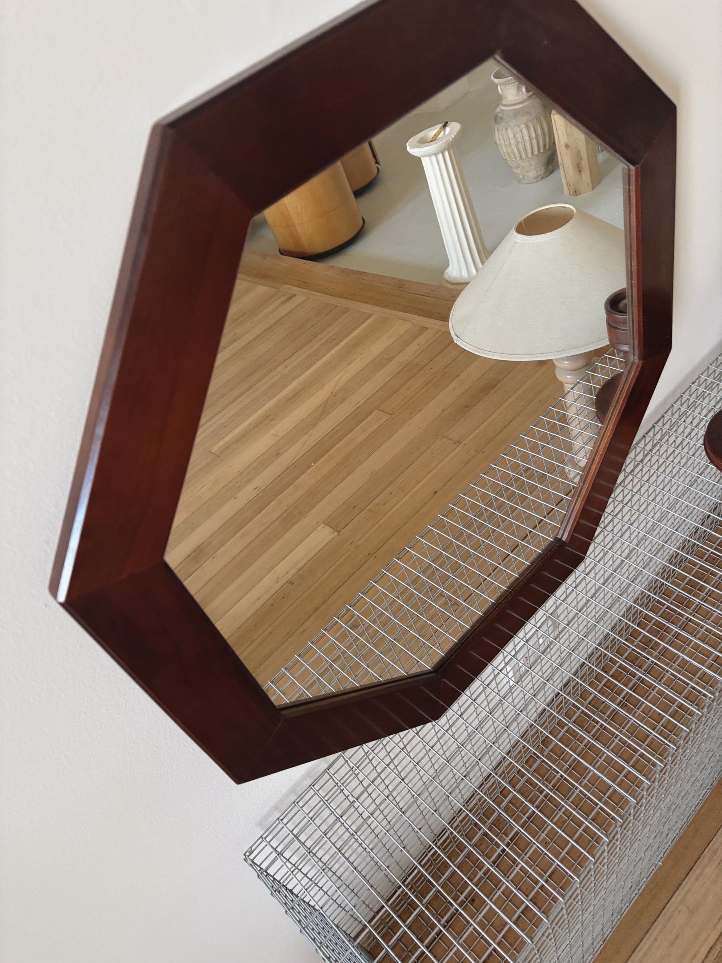 Vintage Octagon Timber Mirror