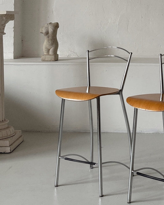 Set x 3 Chrome Counter Stools