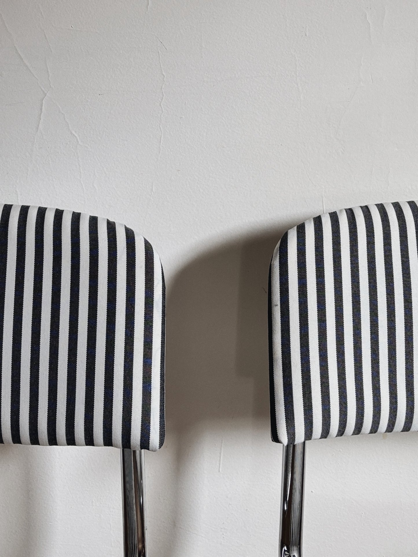 Set 4 Chrome + Stripe Cantilever Chairs