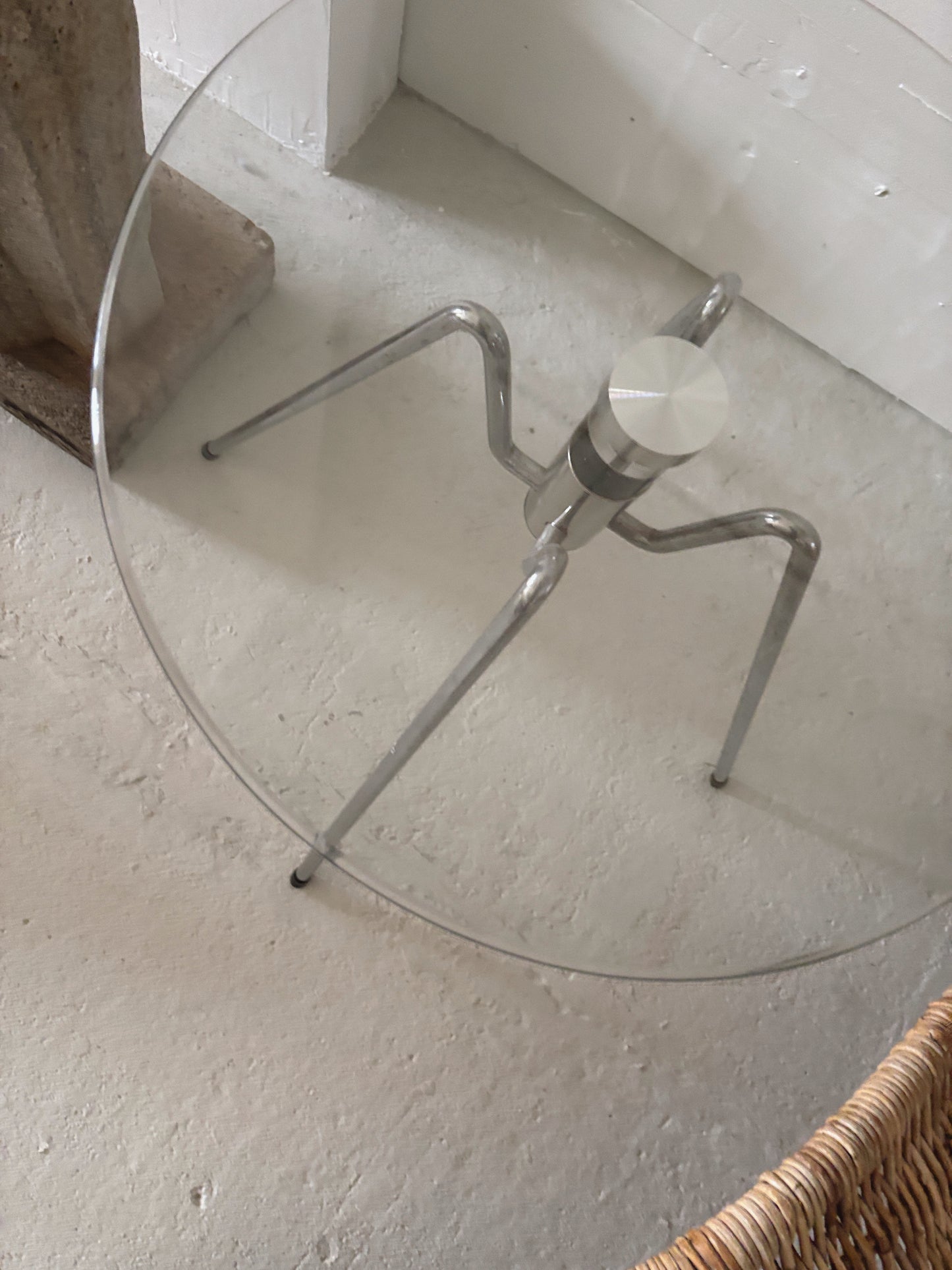 Glass + Chrome Side Table