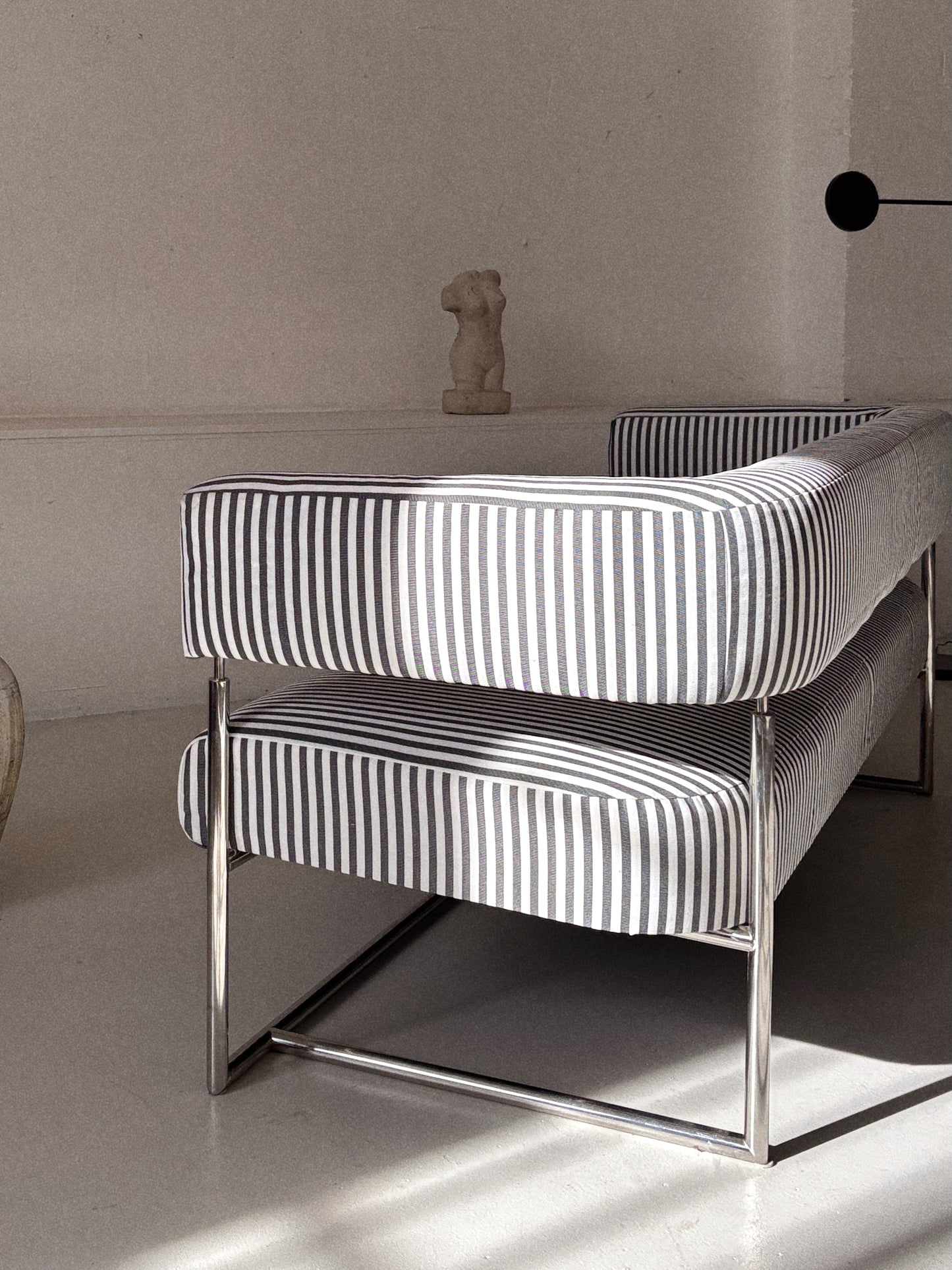 Vintage Chrome + Stripe Sofa