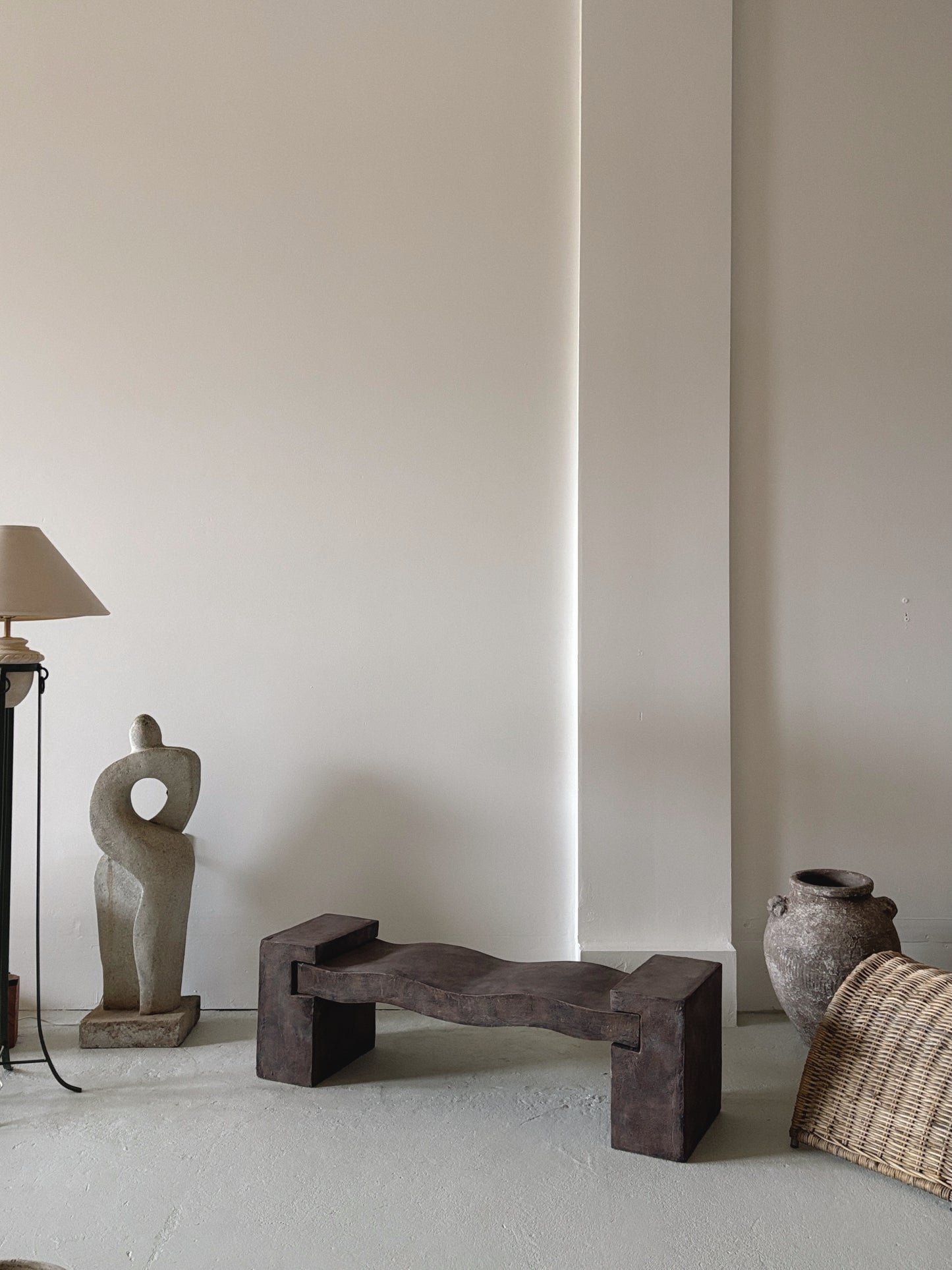 Sculptural Textured Wavy Bench