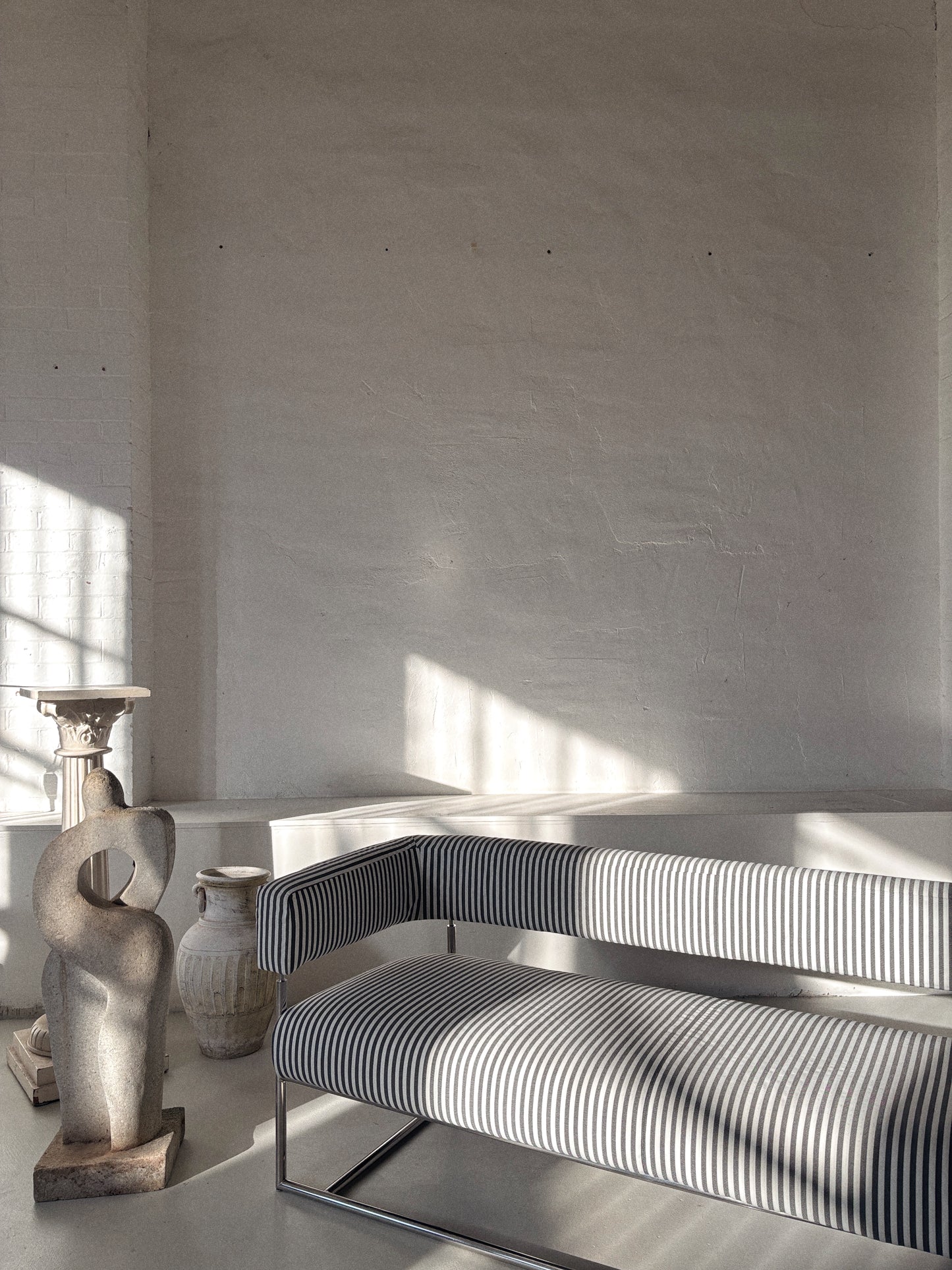 Vintage Chrome + Stripe Sofa