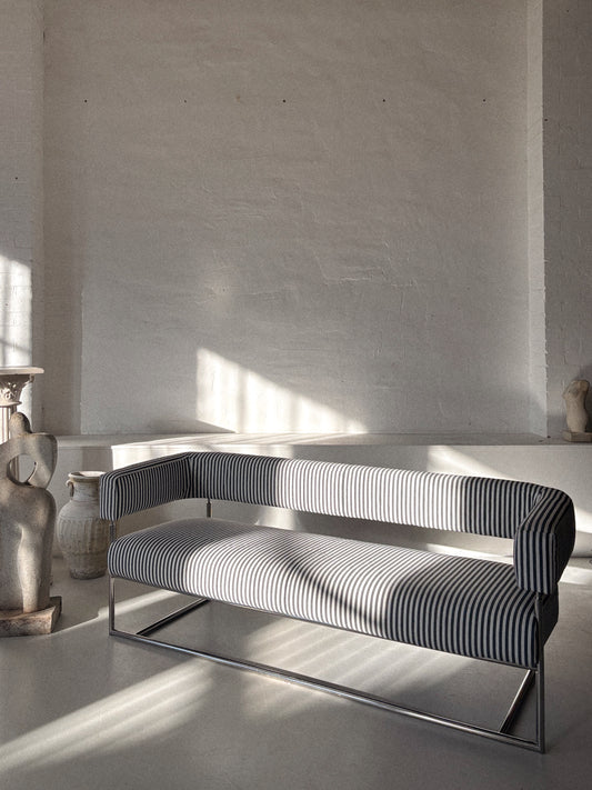 Vintage Chrome + Stripe Sofa