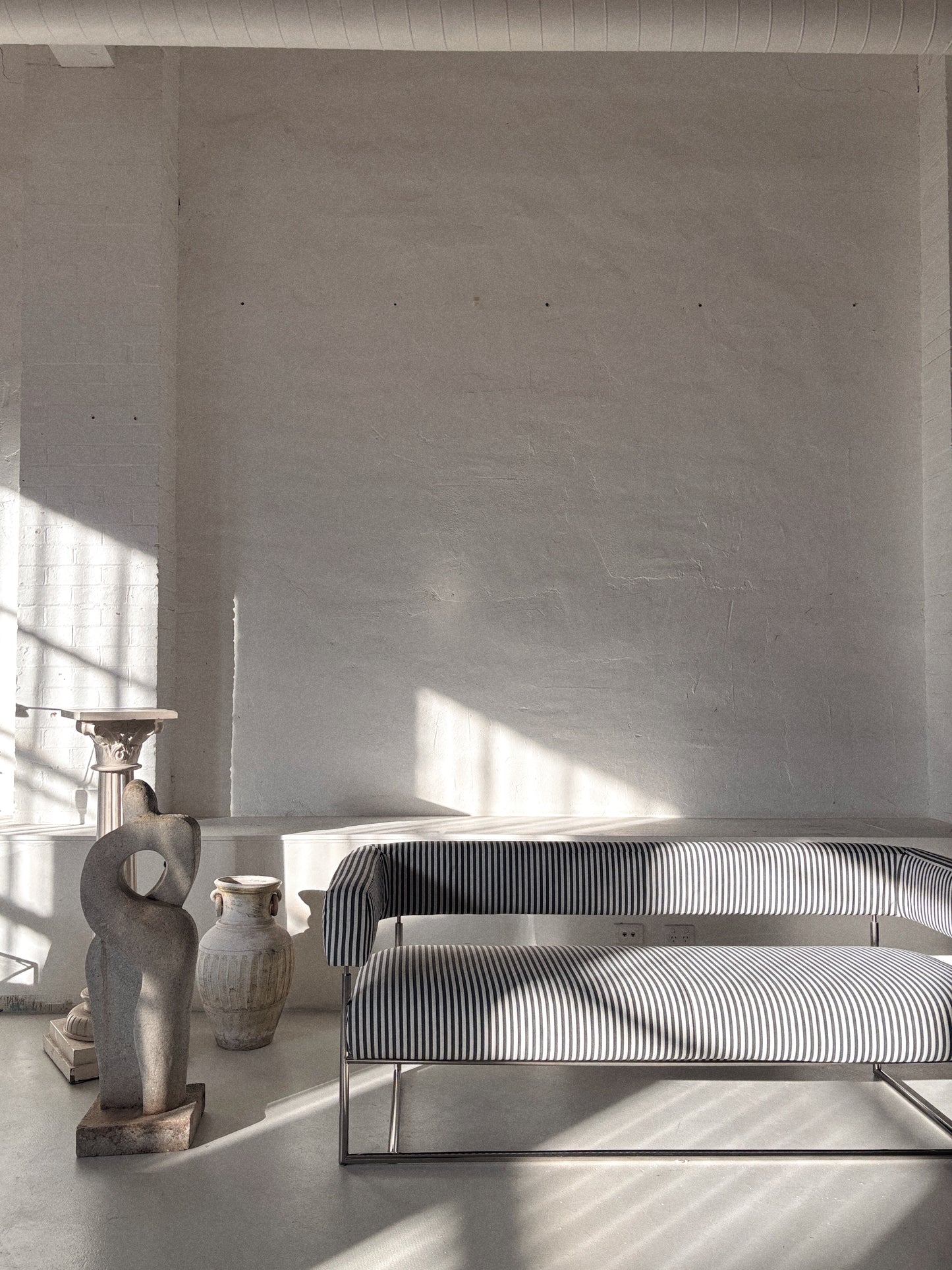 Vintage Chrome + Stripe Sofa