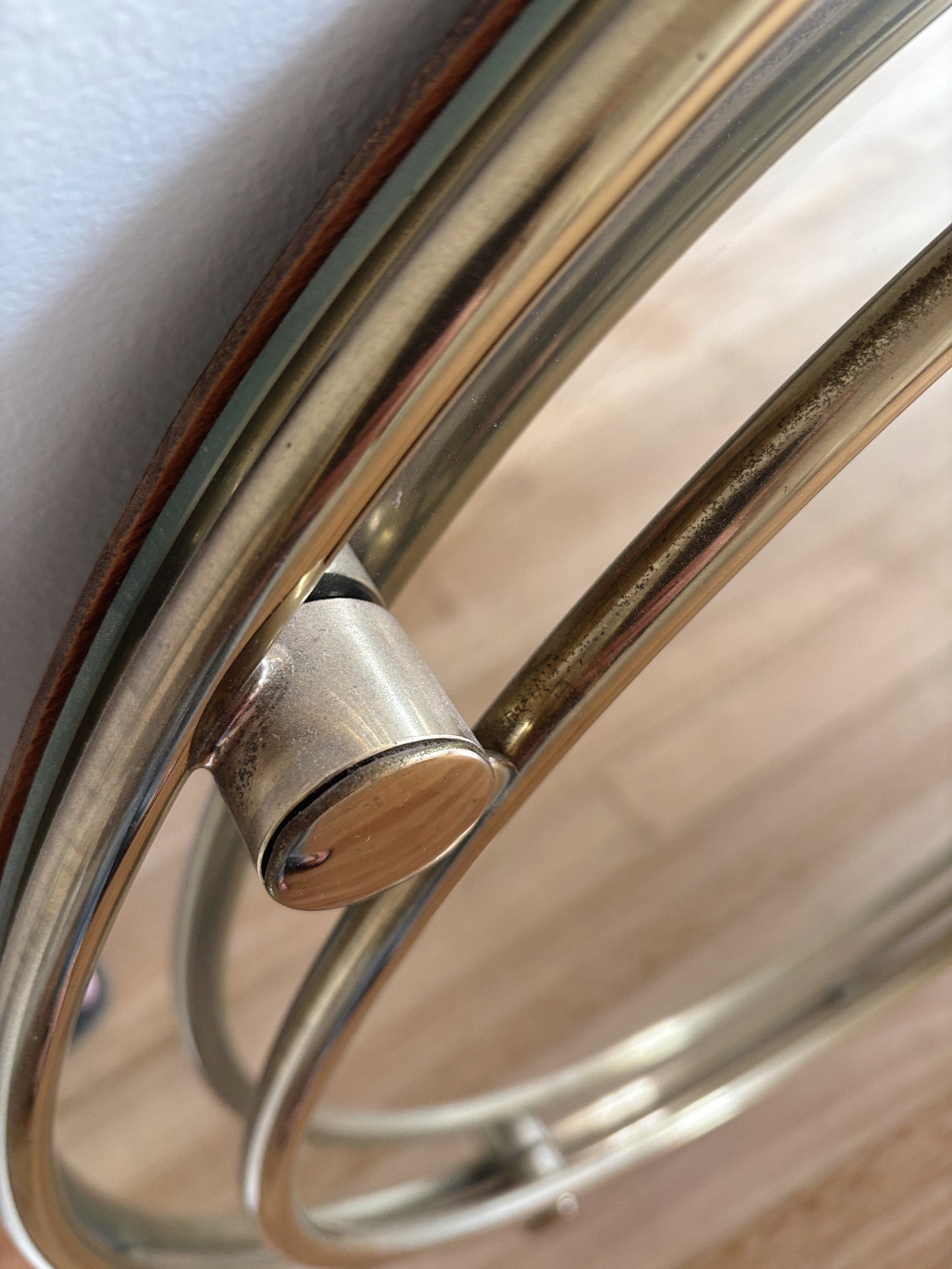 1970s Round Brass Mirror