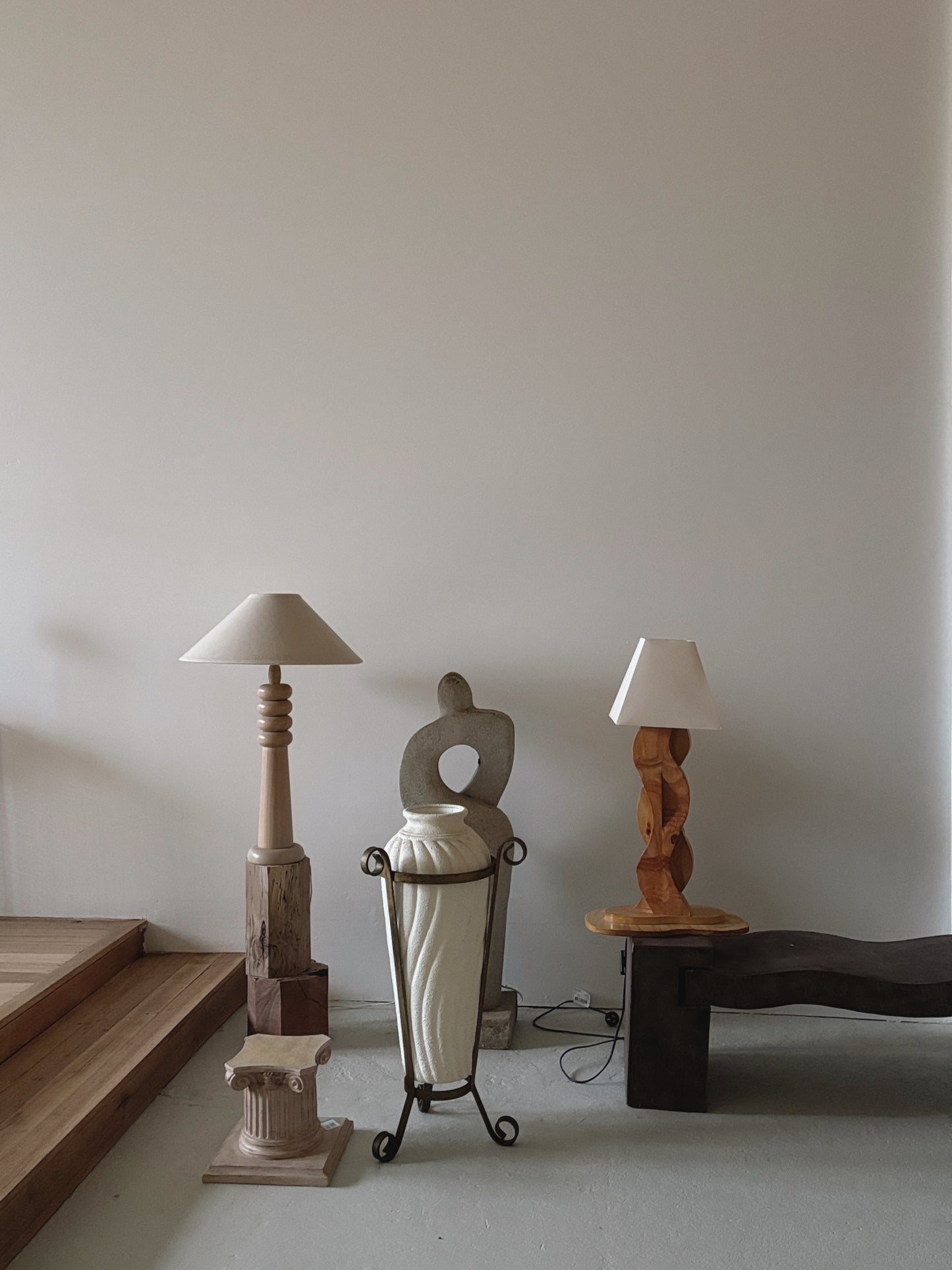 Hand Carved Timber Lamp