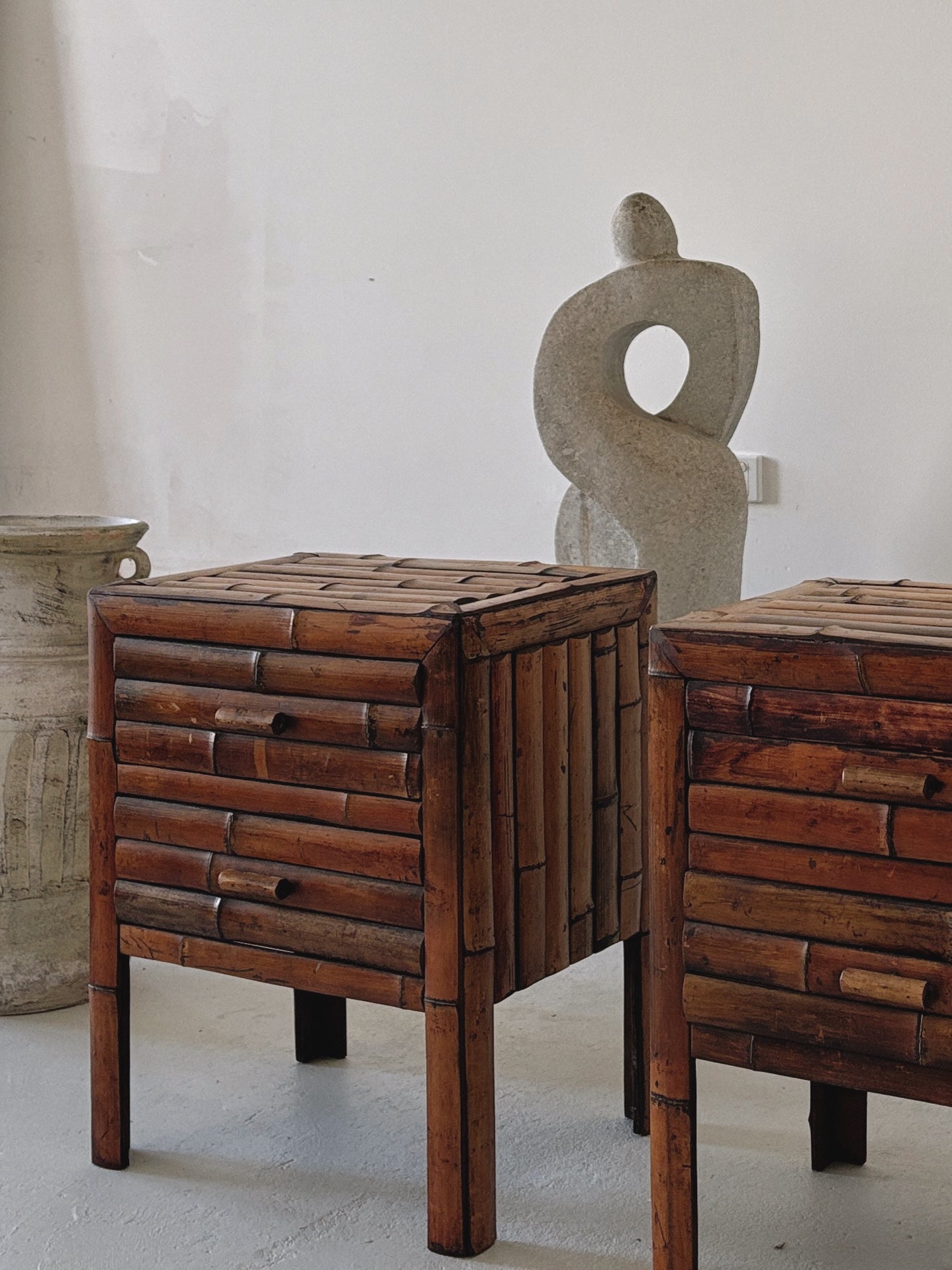 Dark Bamboo Bedside Tables